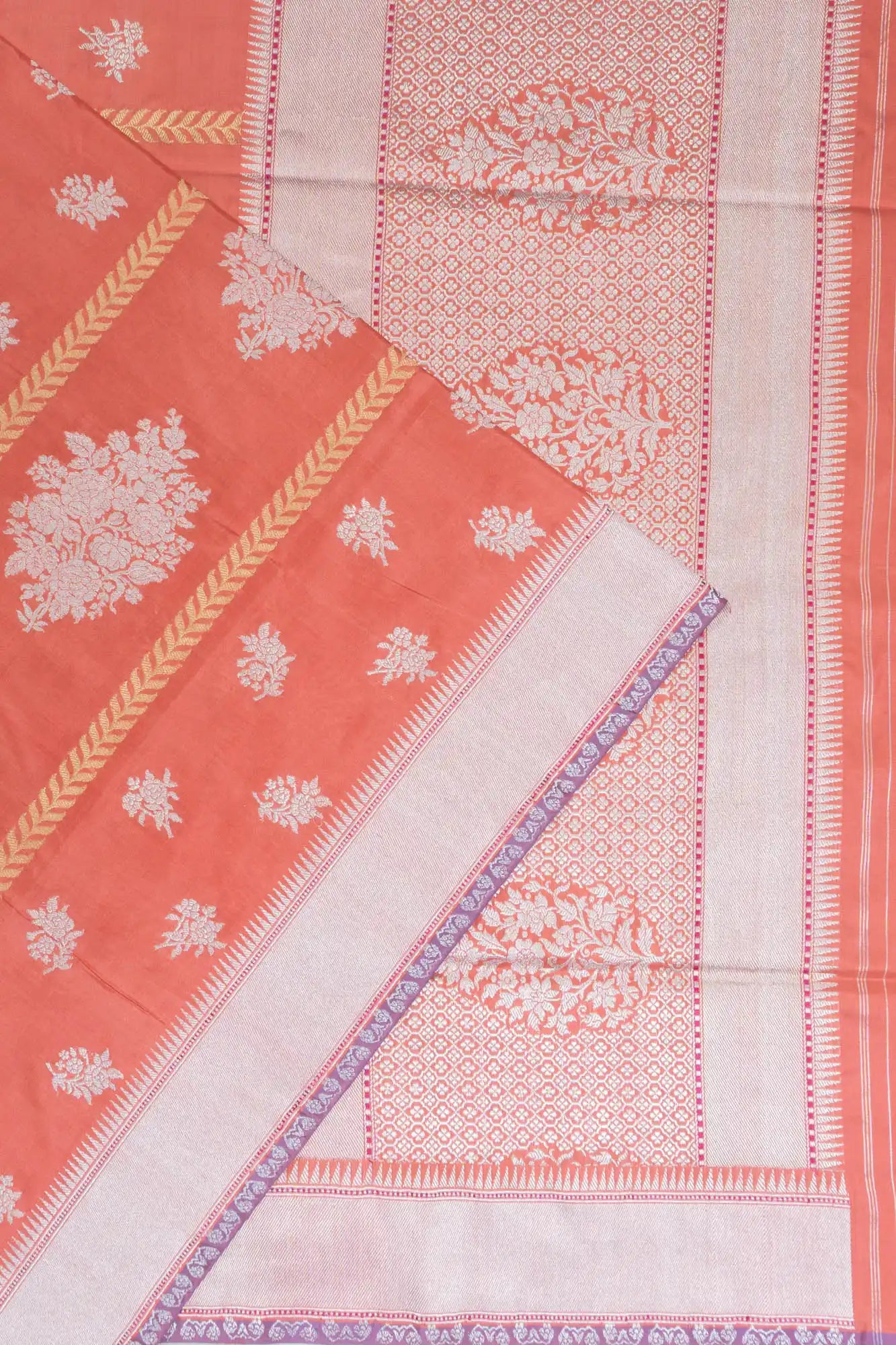 Banarasi Silk Brocade Orange Saree