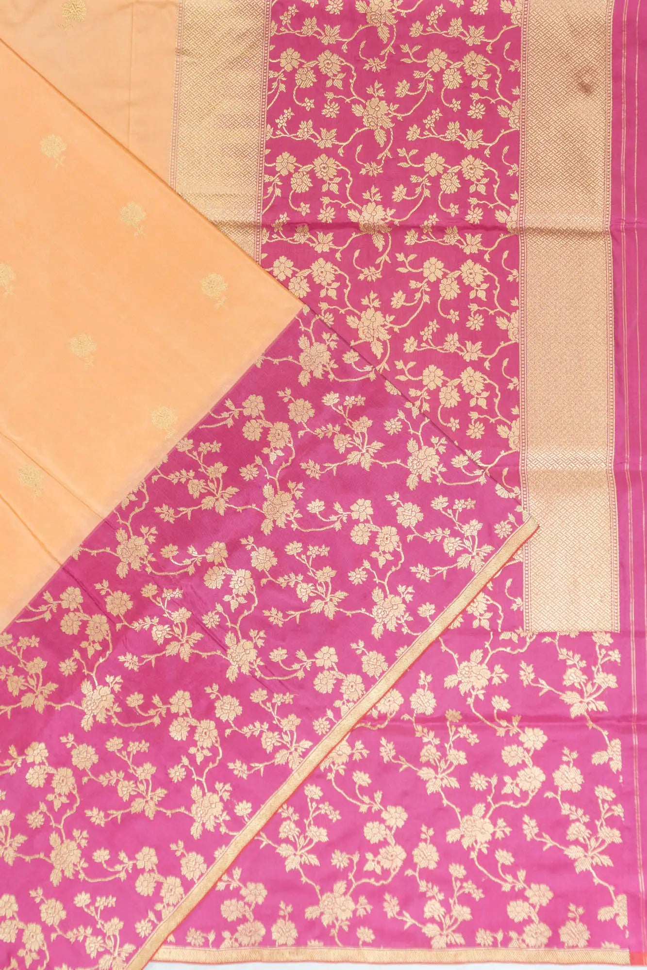 Banarasi Silk Brocade Pastel Orange Saree