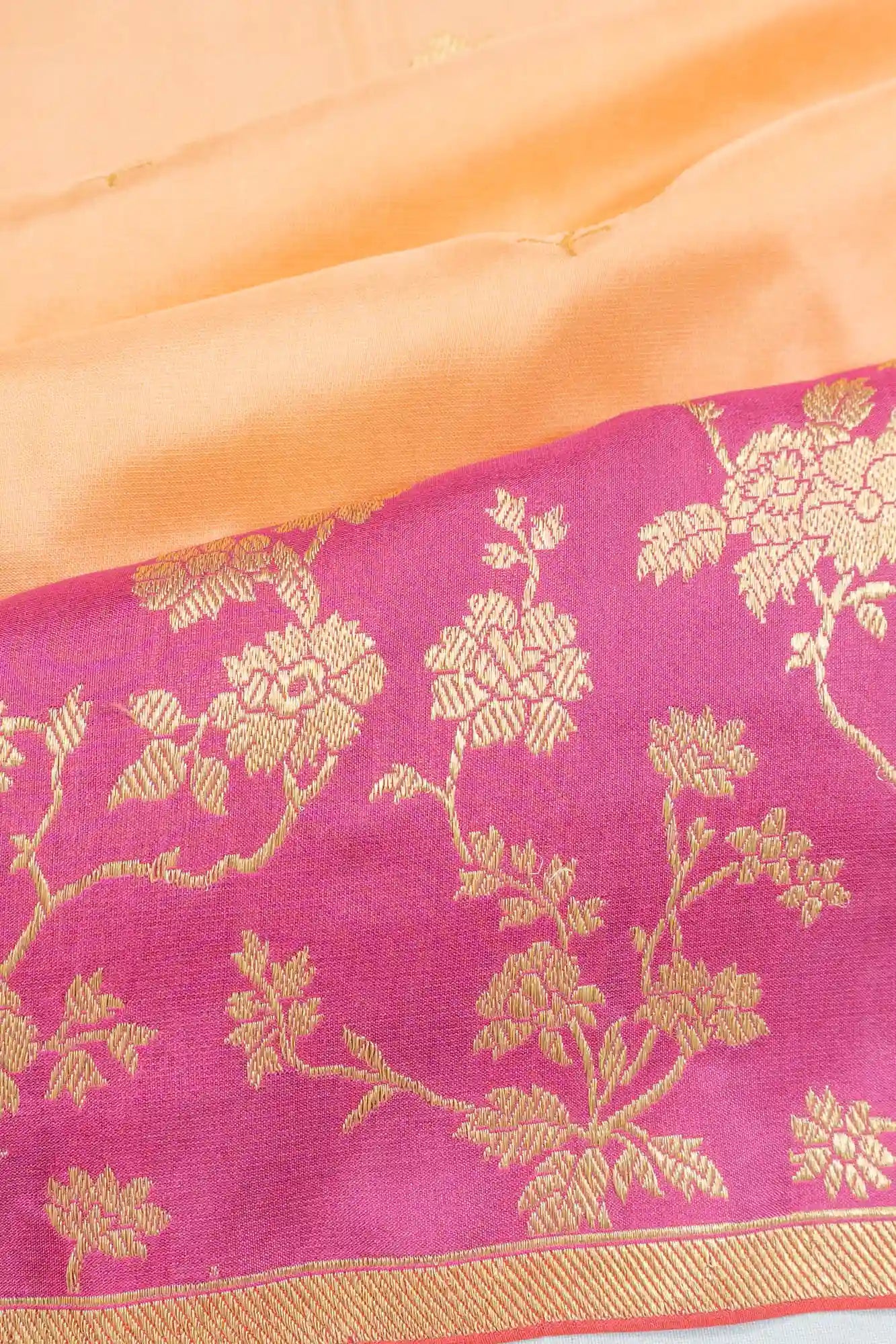 Banarasi Silk Brocade Pastel Orange Saree