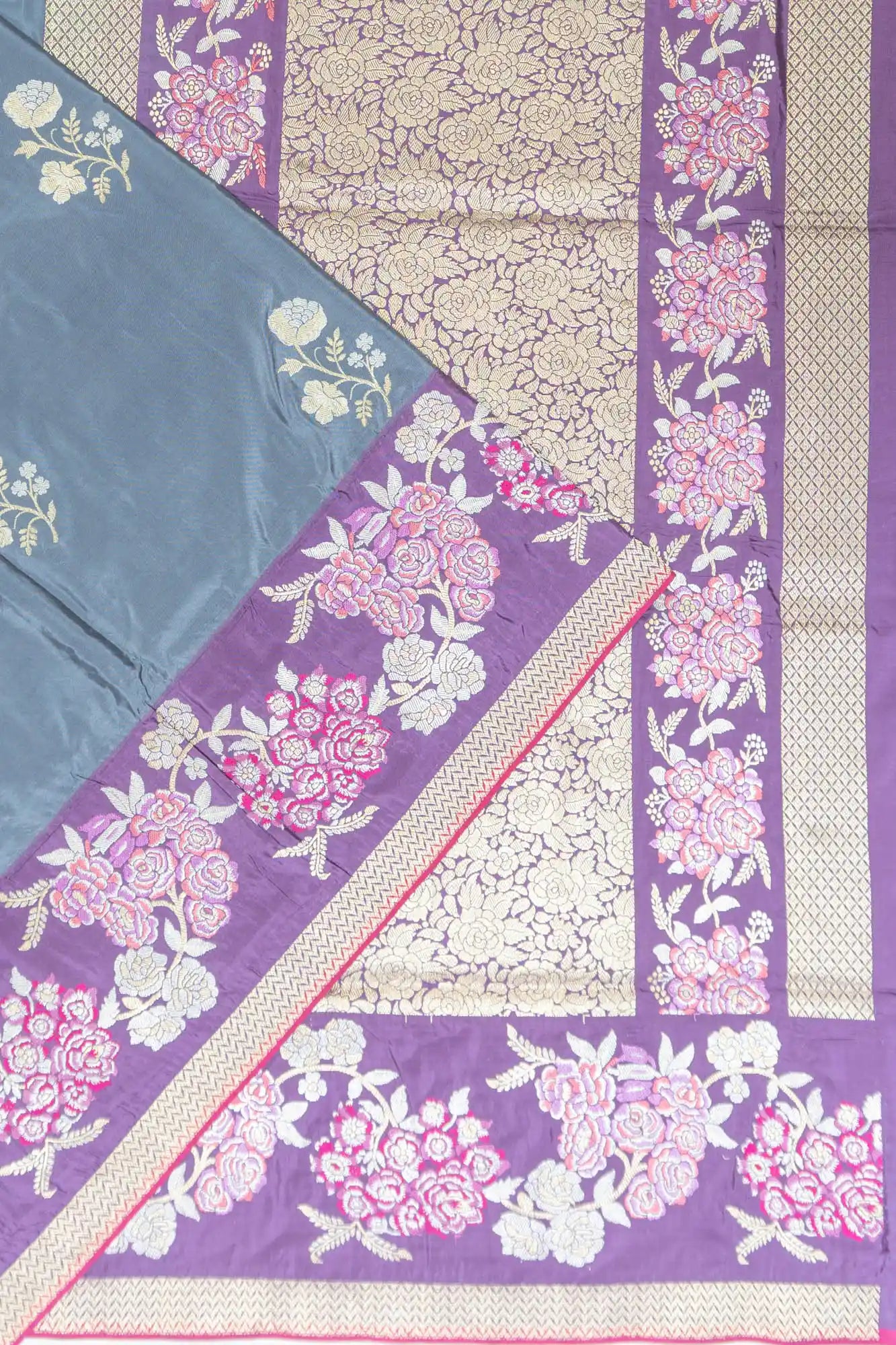 Banarasi Silk Butta Grey Saree