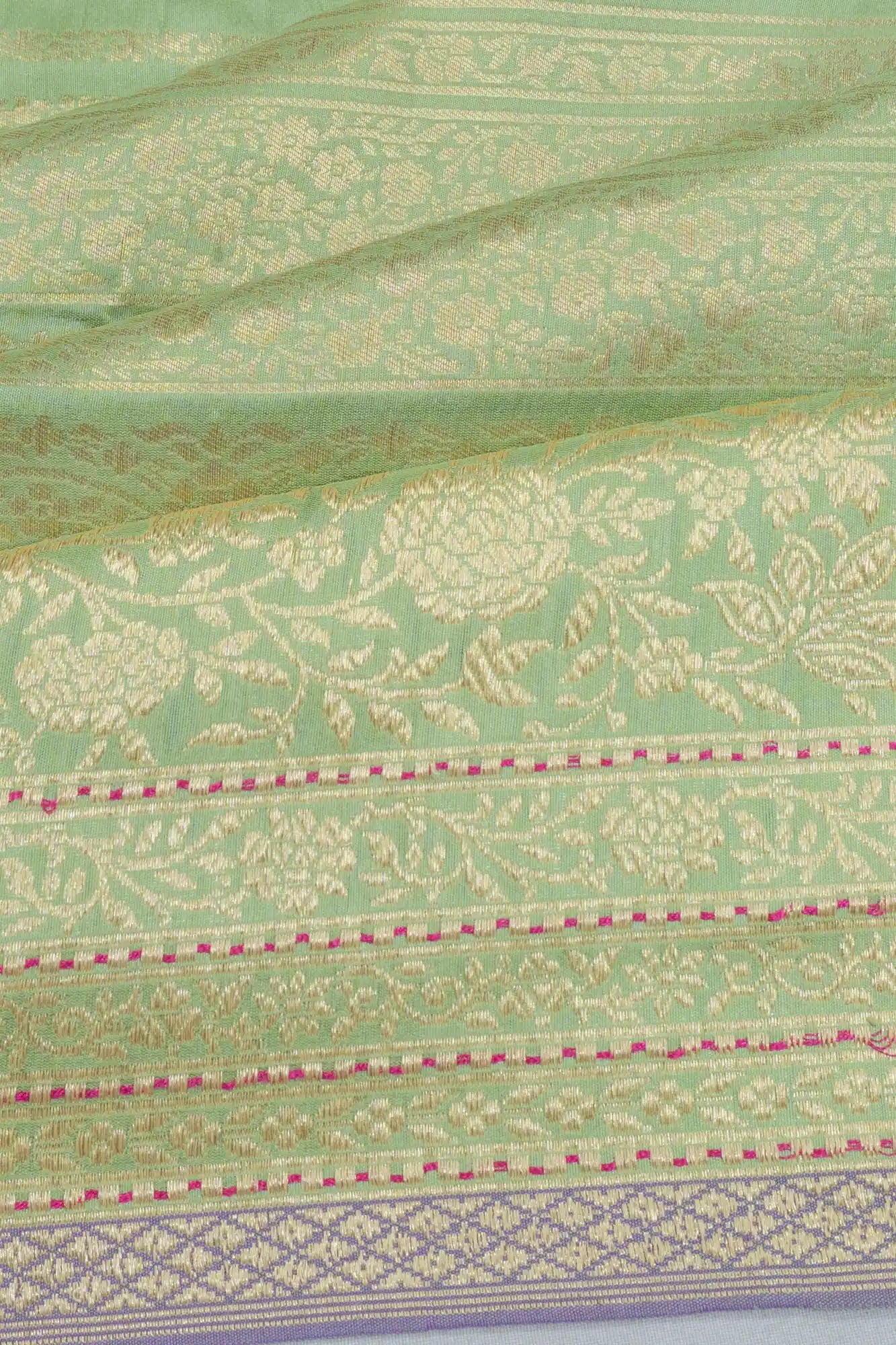 Banarasi Silk Brocade Pista Green Saree