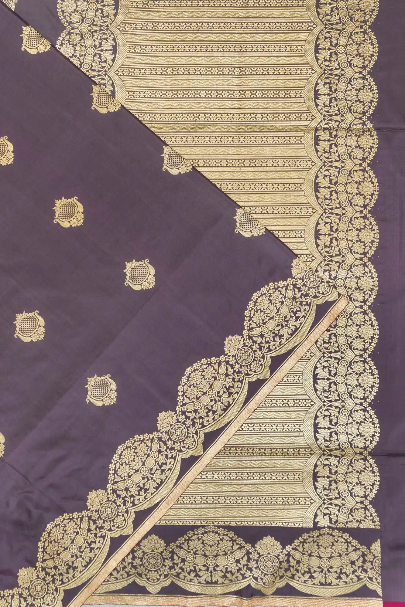 Banarasi Silk Butta Purple Saree