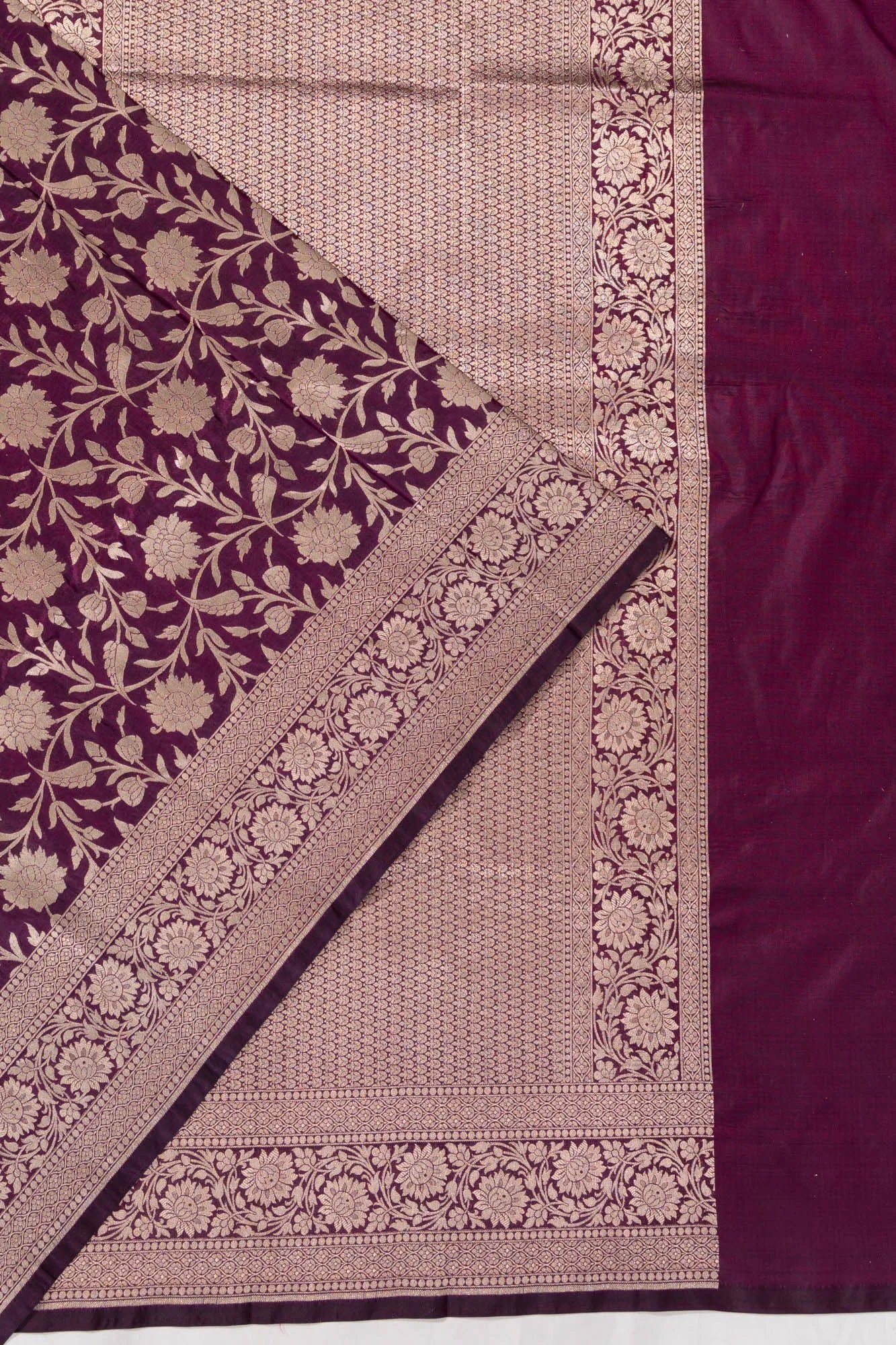 Vaanya Banaras Jaal Burgundy Saree