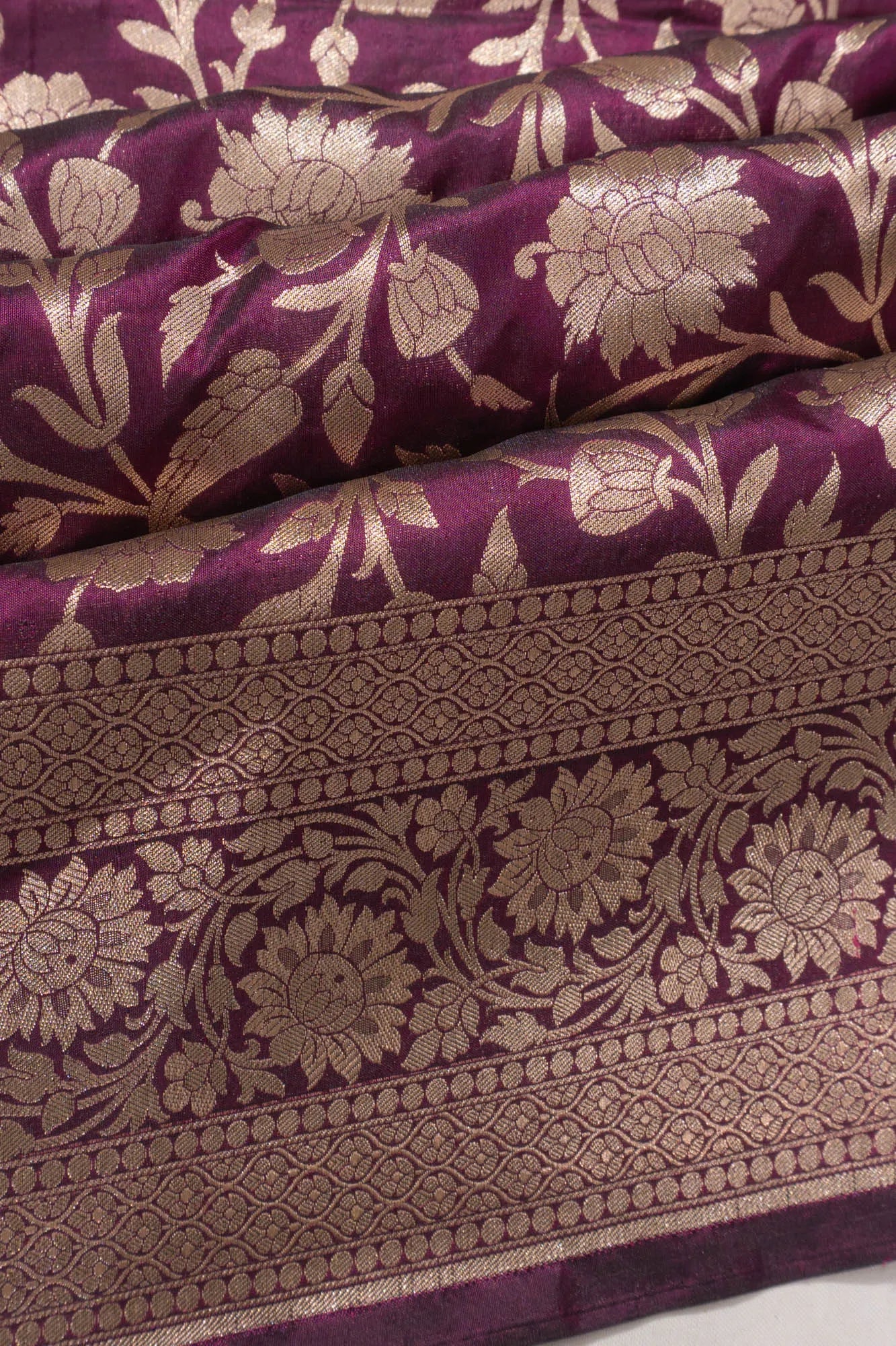 Vaanya Banaras Jaal Burgundy Saree