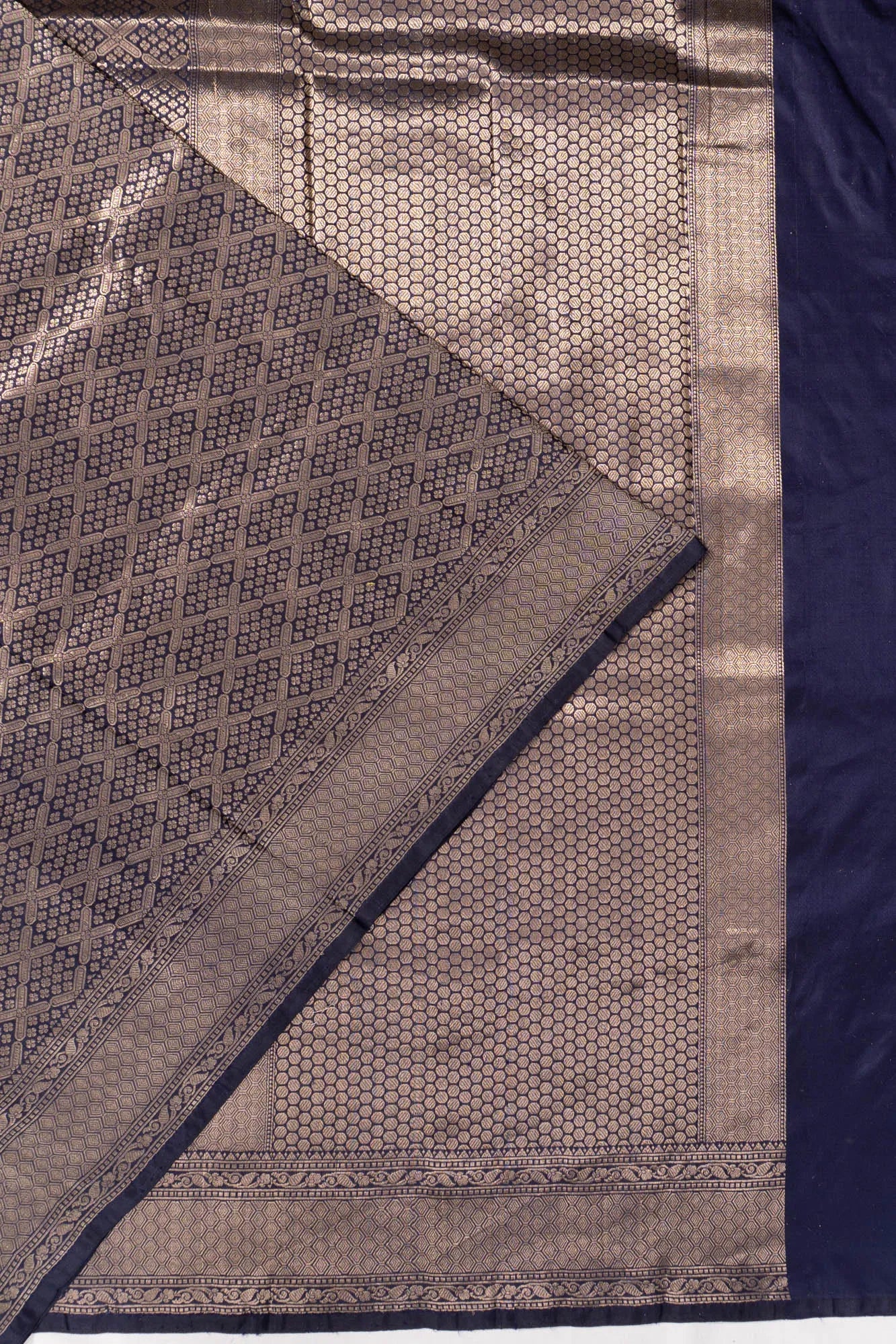 Vaanya Banaras Brocade Drak Blue Saree