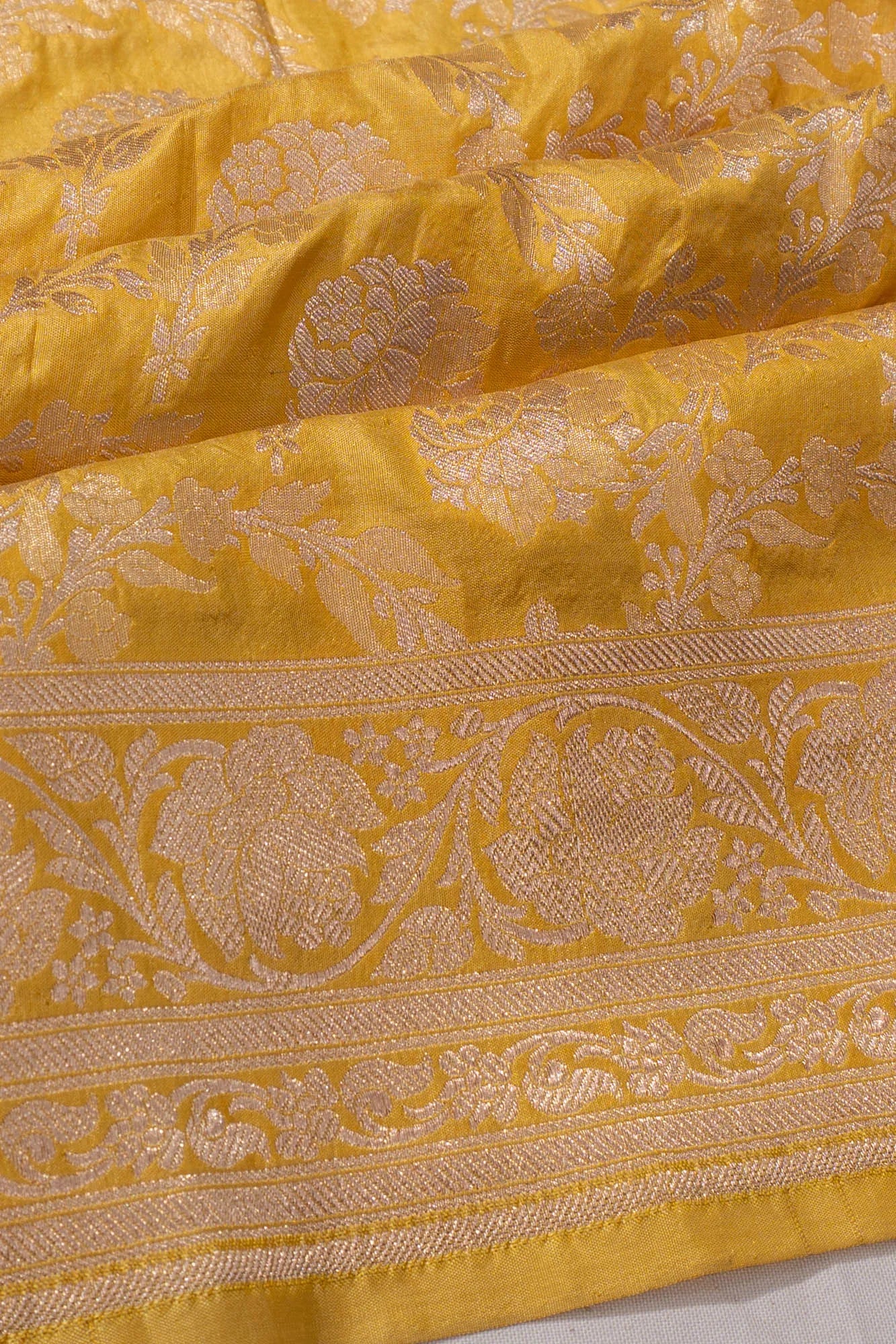 Vaanya Banaras Jaal Yellow Saree