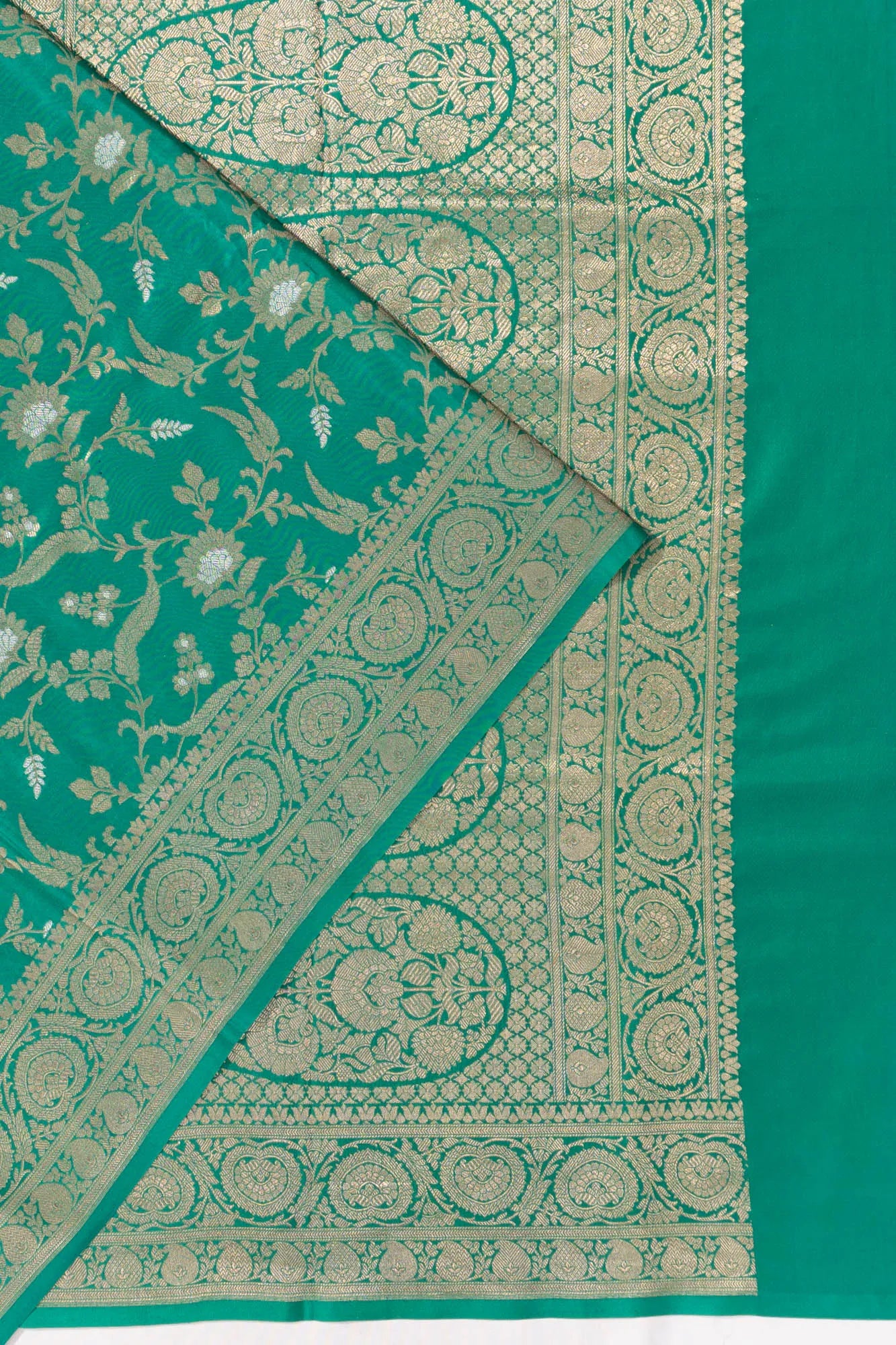Vaanya Banaras Jaal Green Saree