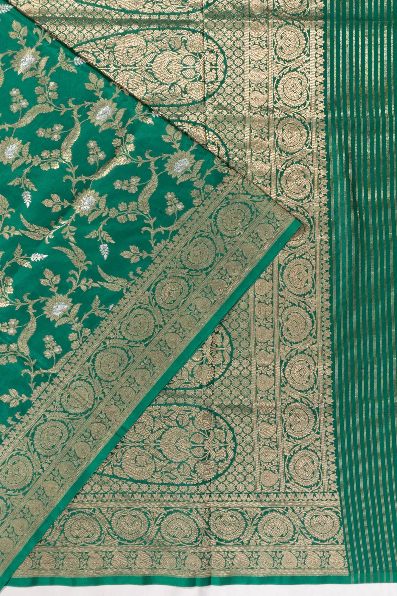 Vaanya Banaras Jaal Green Saree