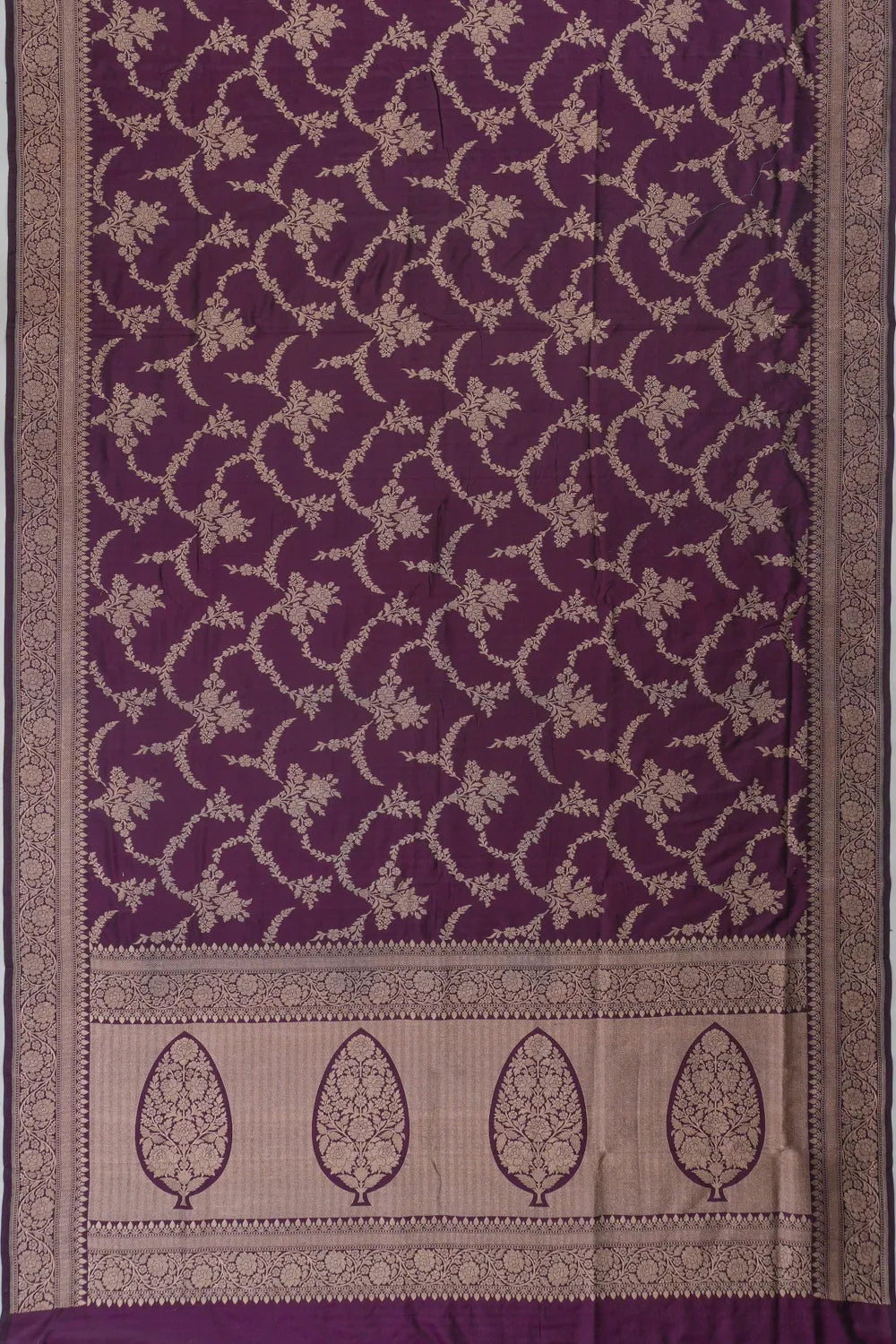 Vaanya Banaras Jaal Burgundy Saree
