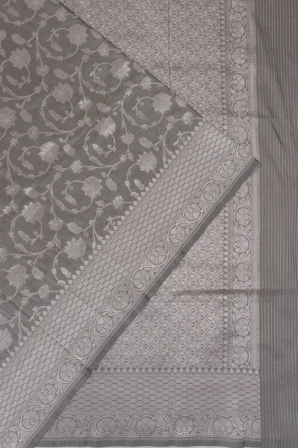 Vaanya Banaras Jaal Grey Saree