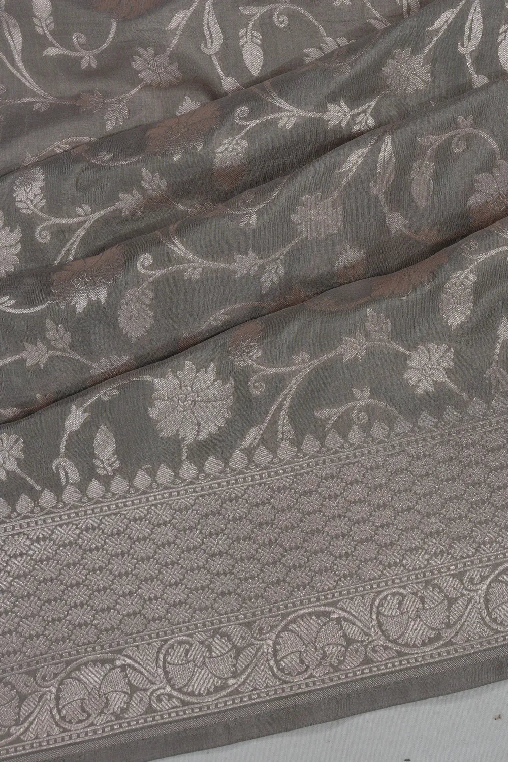 Vaanya Banaras Jaal Grey Saree