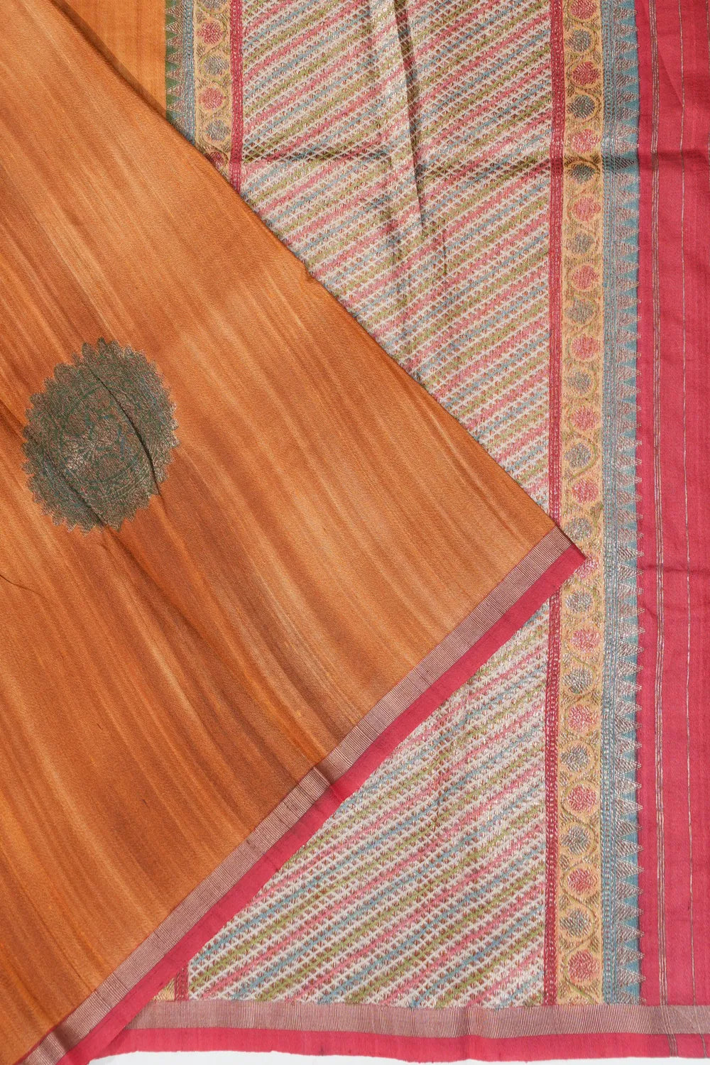 Tussar Butta Rust Orange Saree