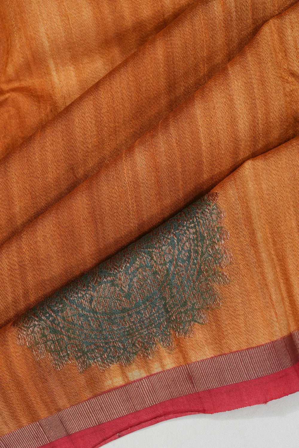 Tussar Butta Rust Orange Saree