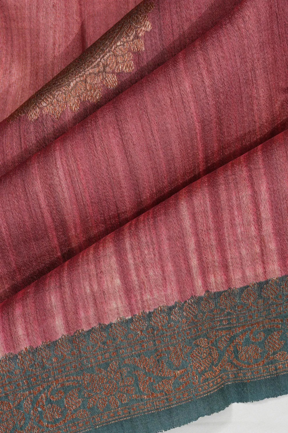 Tussar Plain Pink Saree
