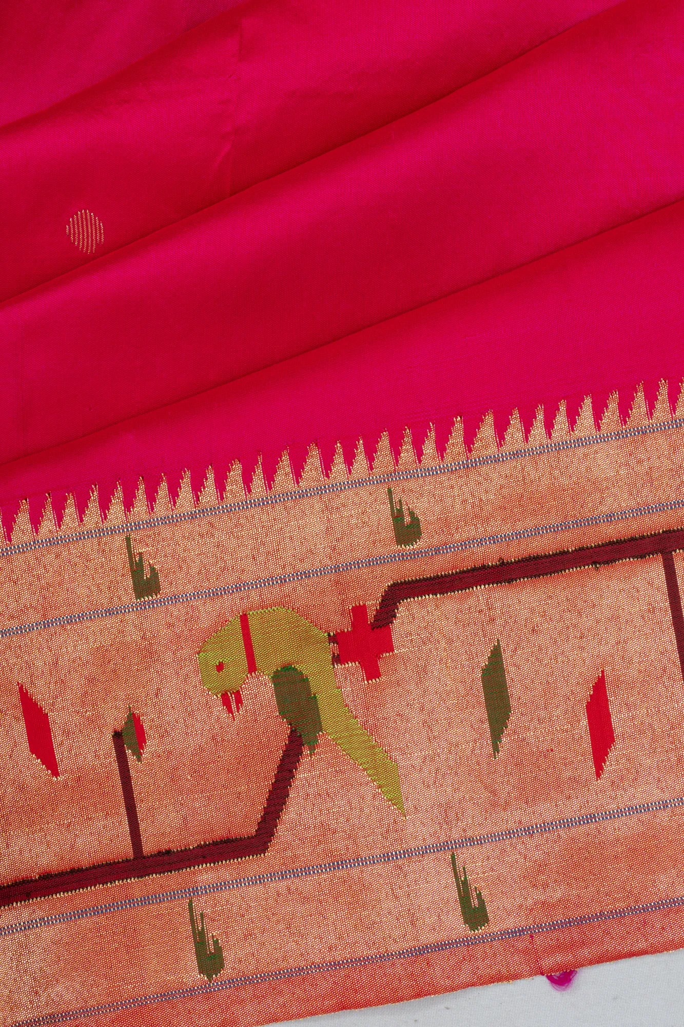 Paithani Silk Butta Rani Pink Saree With Akruthi Border