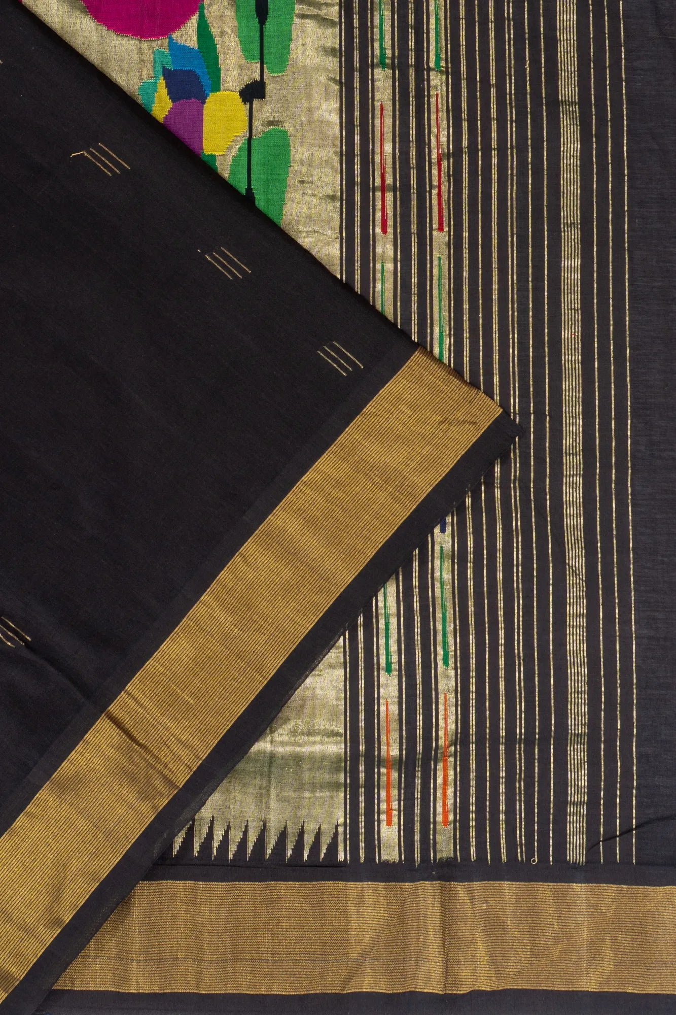 Paithani Handspun Cotton Butta Black Saree