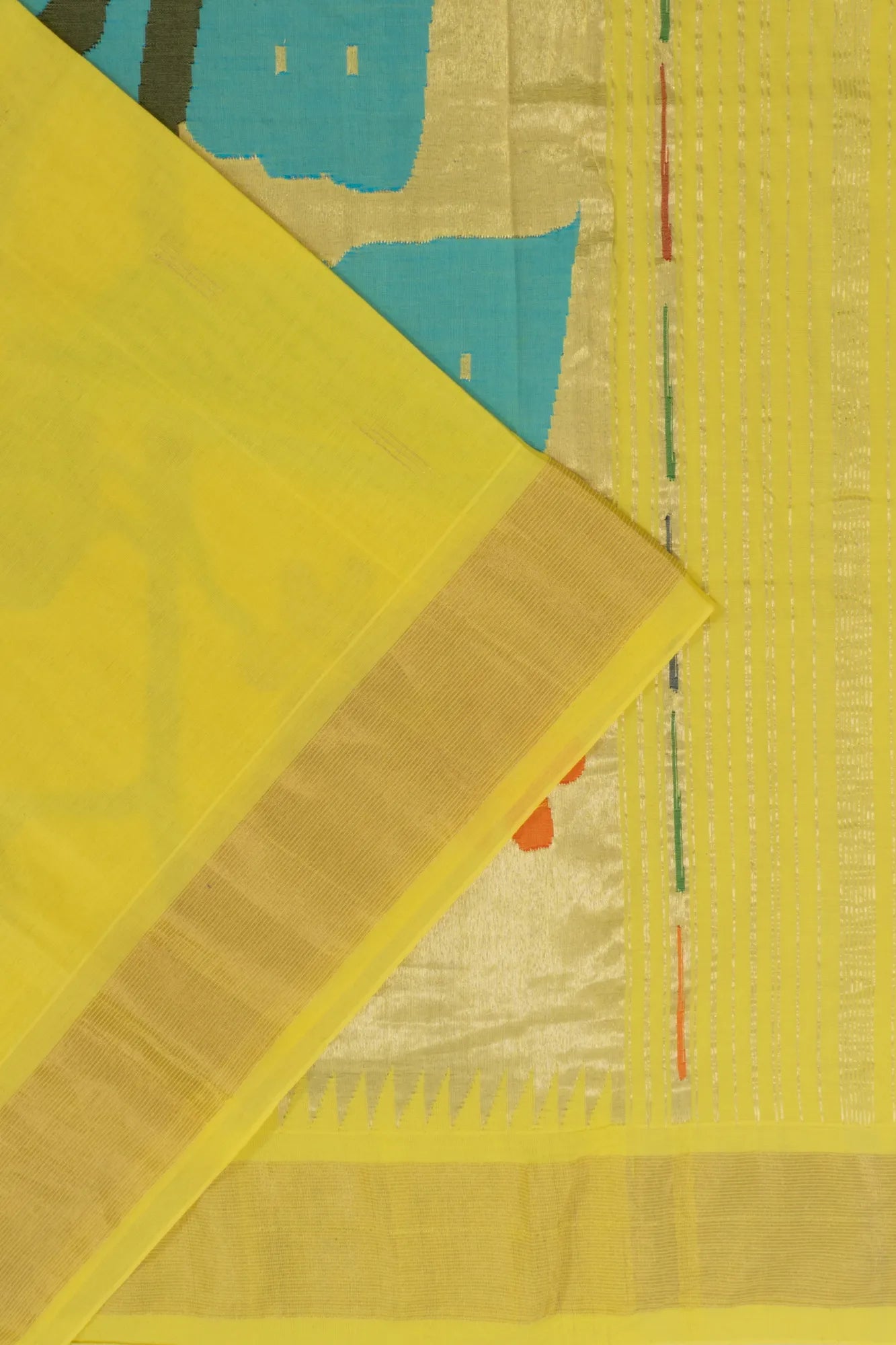 Paithani Handspun Cotton Butta Butta Yellow Saree