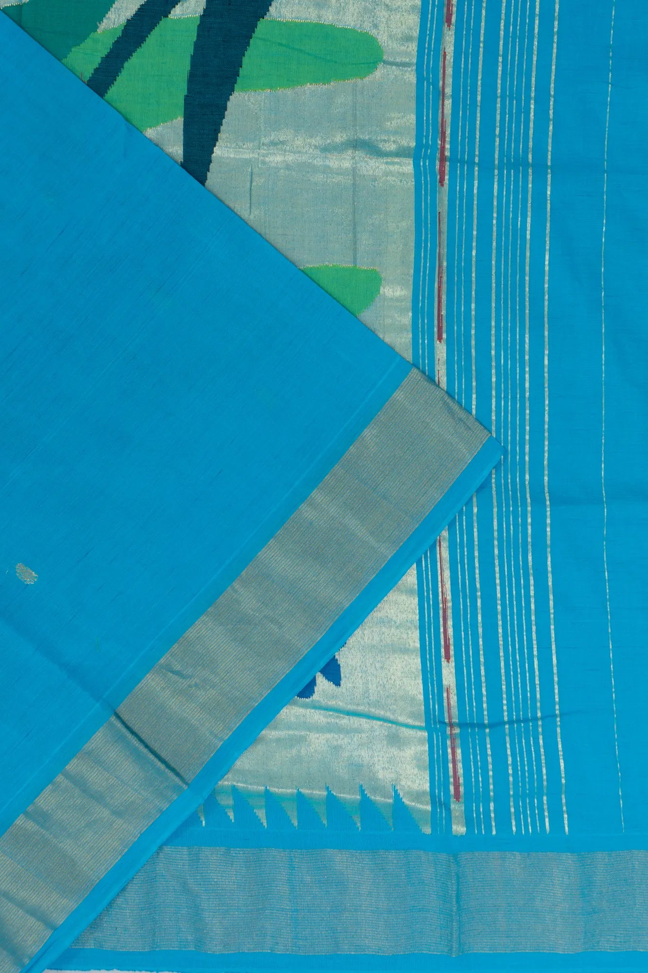 Paithani Handspun Cotton Butta Butta Sky Blue Saree