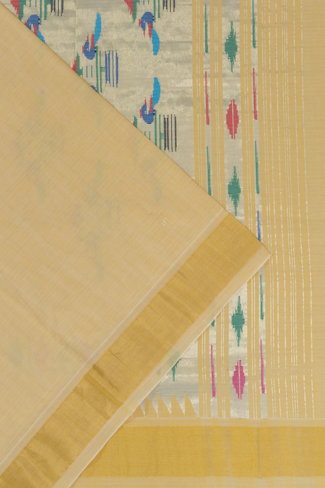 Paithani Handspun Cotton Butta Butta Cream Saree