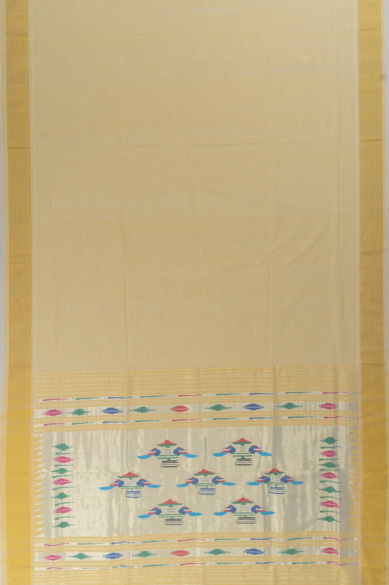 Paithani Handspun Cotton Butta Butta Cream Saree