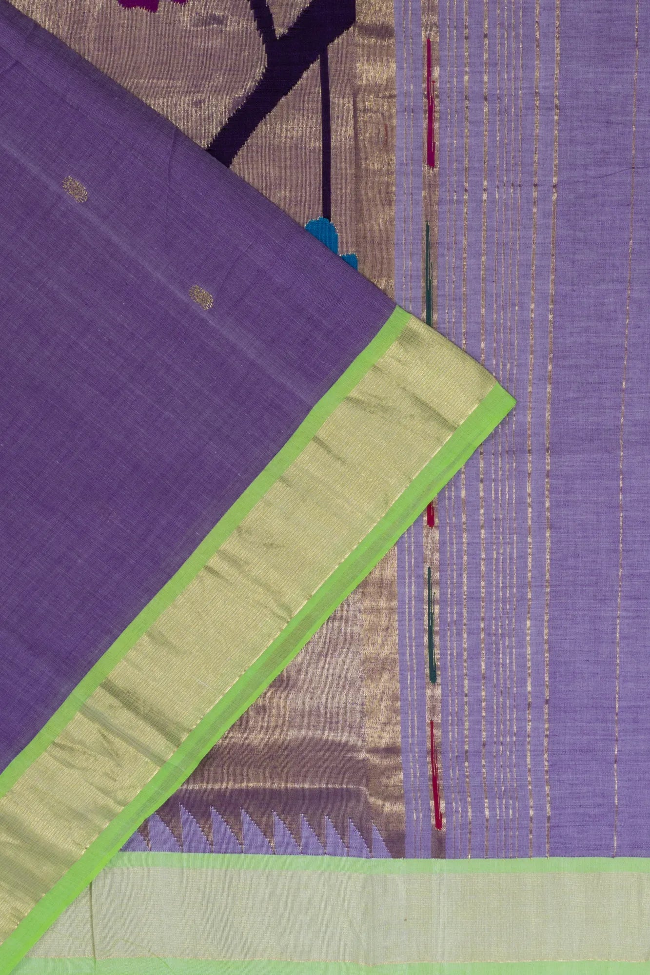 Paithani Handspun Cotton Butta Violet Saree