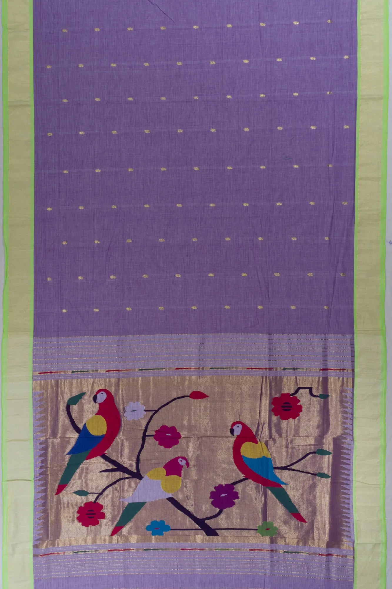 Paithani Handspun Cotton Butta Violet Saree