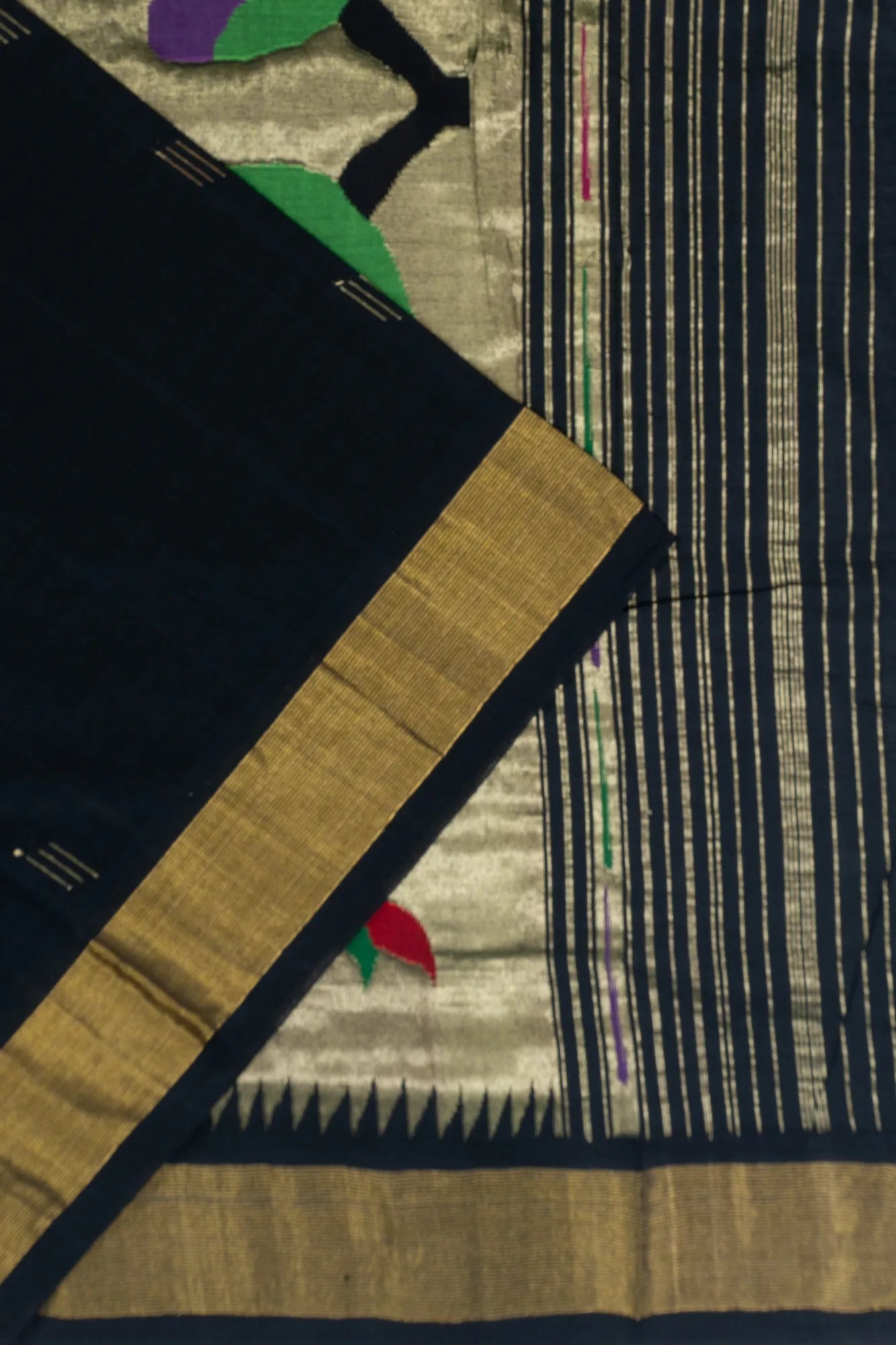 Paithani Handspun Cotton Butta Black Saree