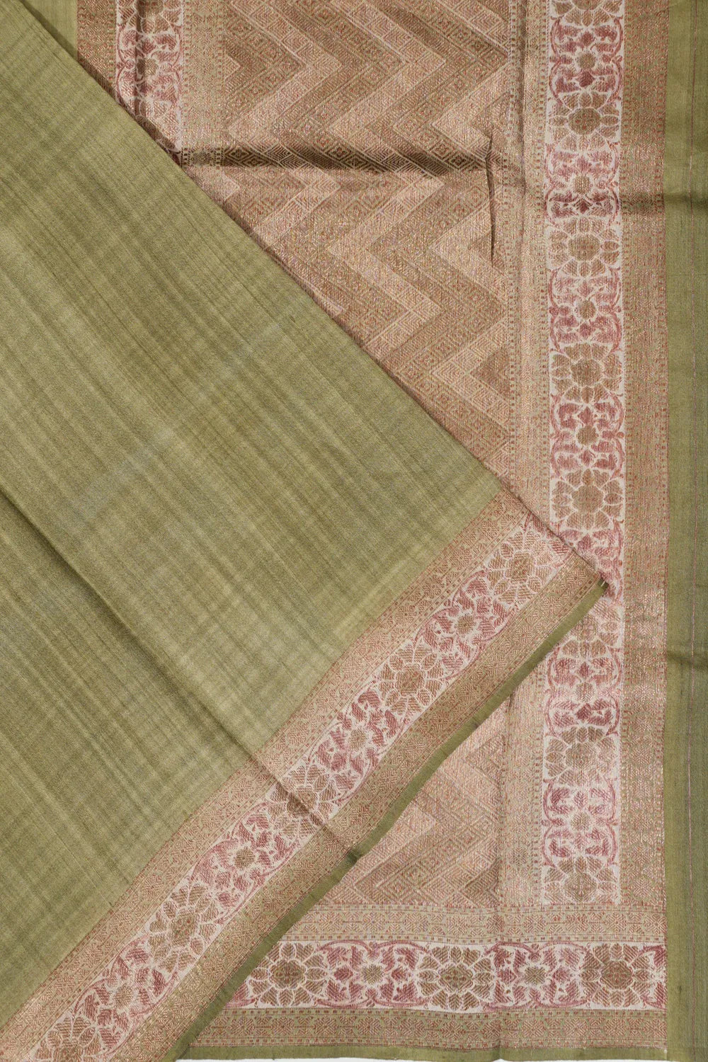 Tussar Plain Pista Green Saree