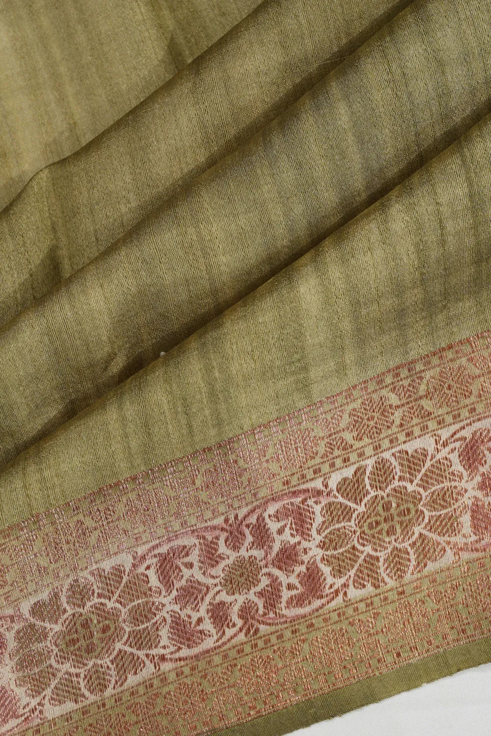 Tussar Plain Pista Green Saree