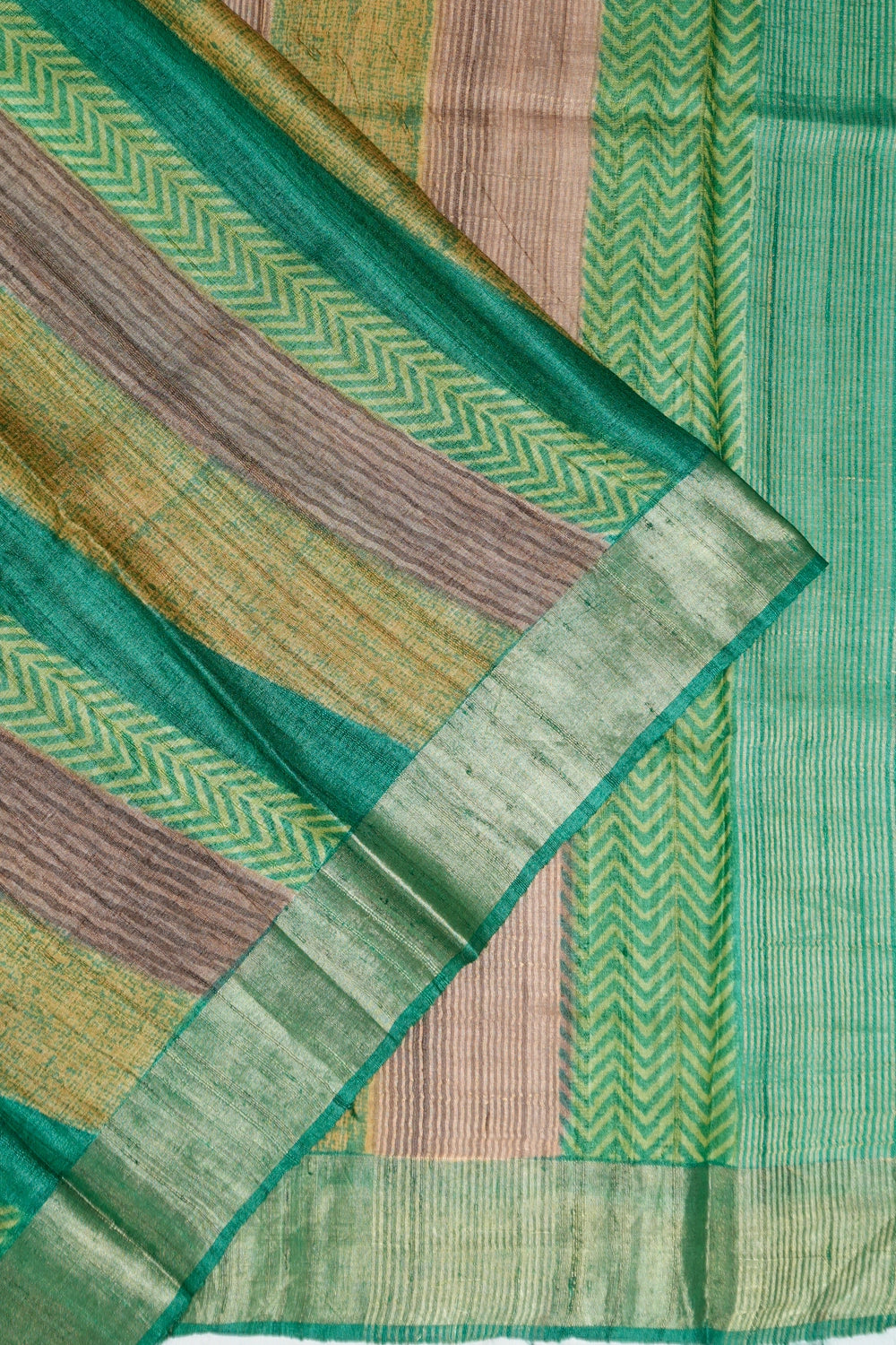 Tussar Printed Blue Saree