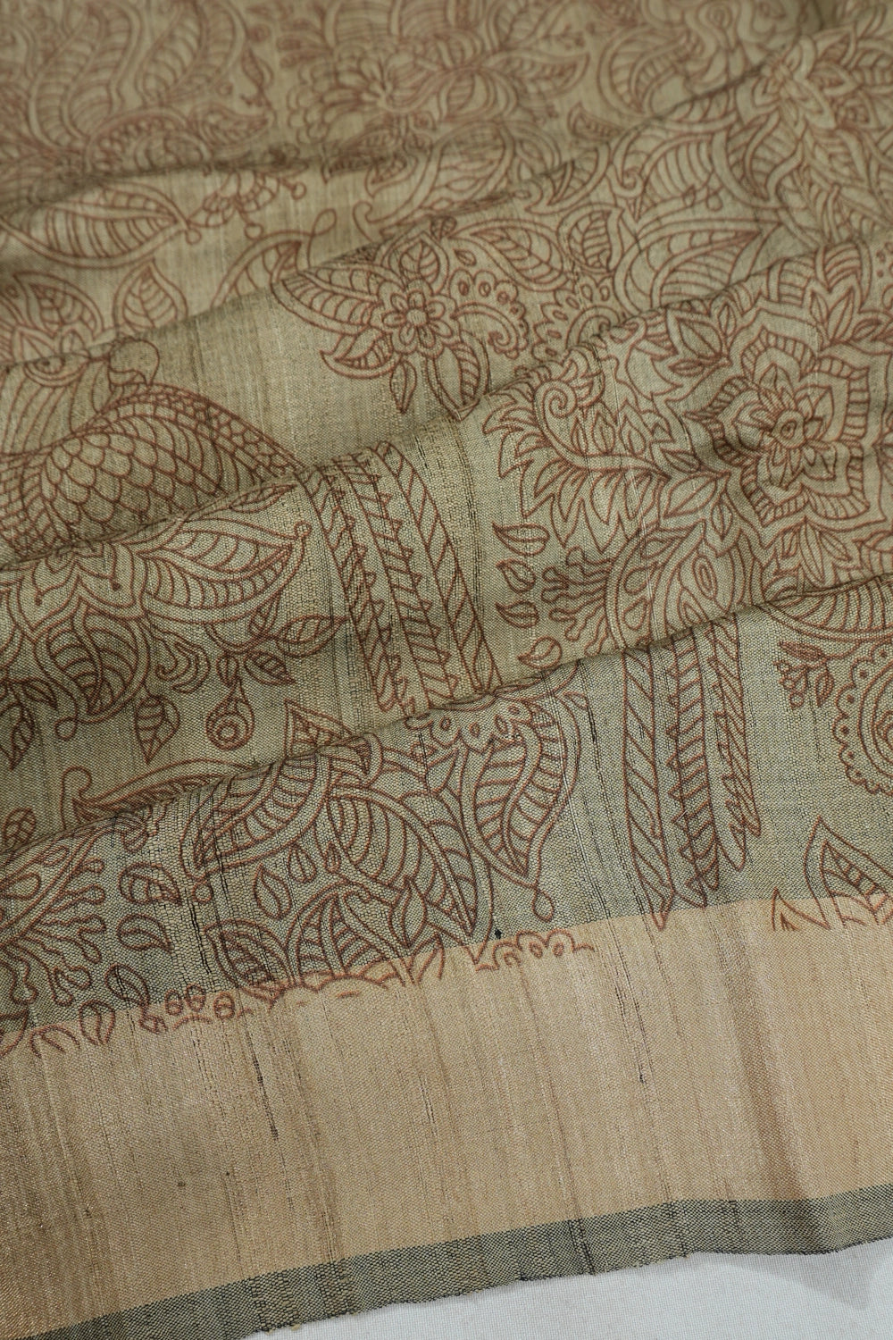 Tussar Printed Brown Saree