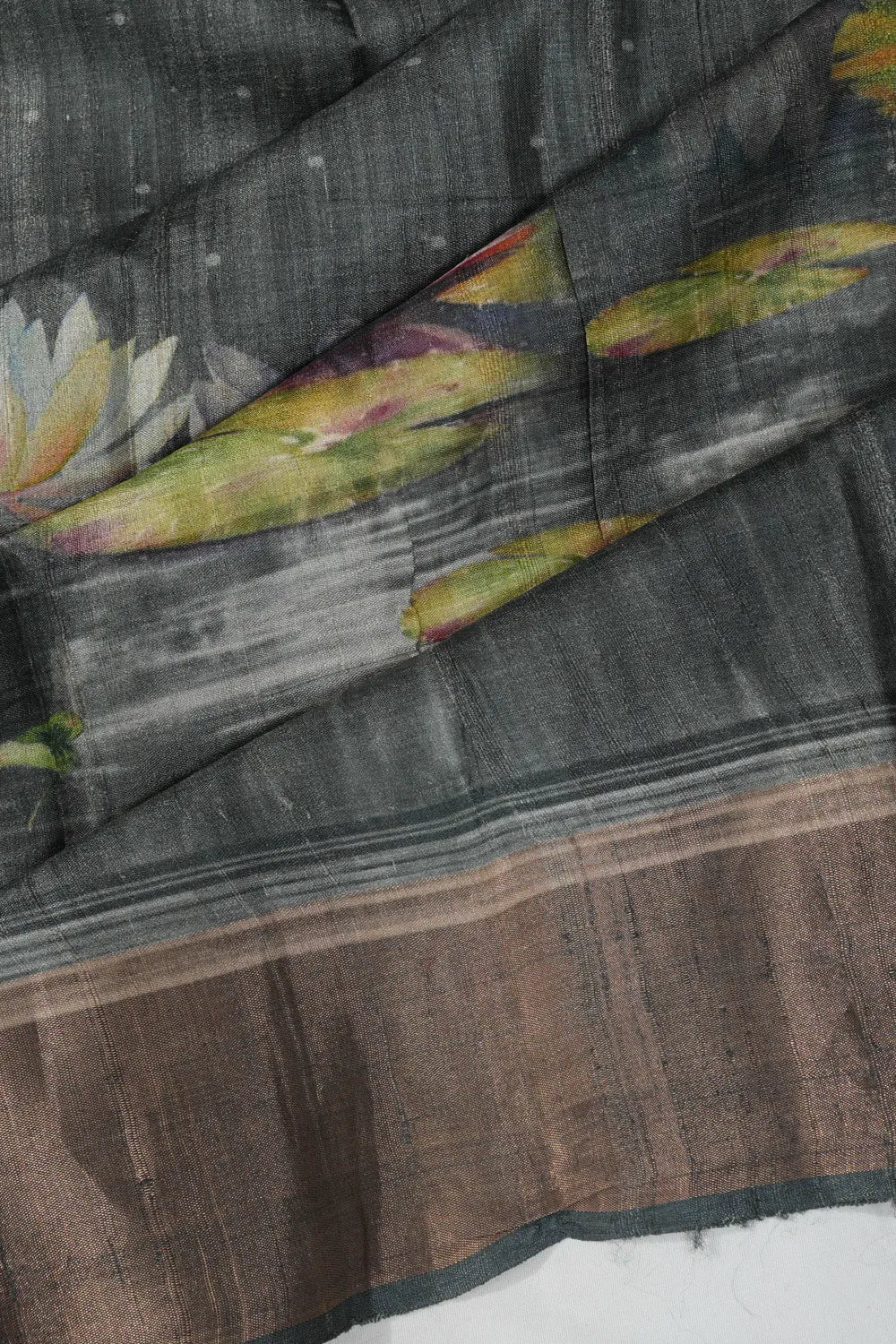 Tussar Printed Green Saree