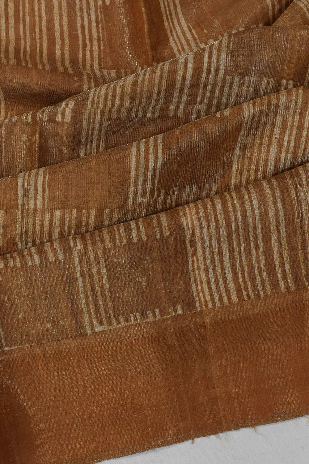 Tussar Batik Printed Brown Saree