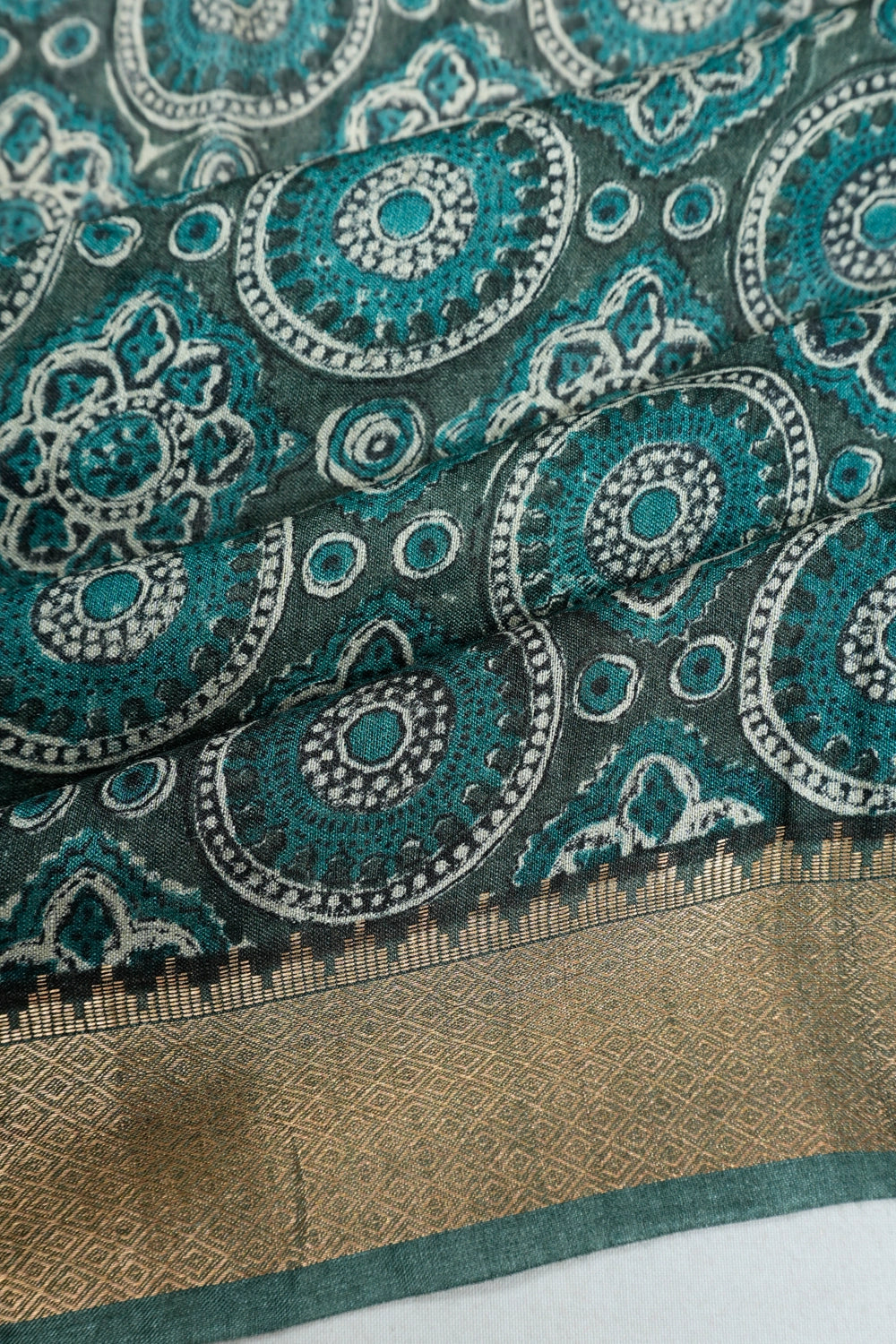 Tussar Brocade Blue Saree