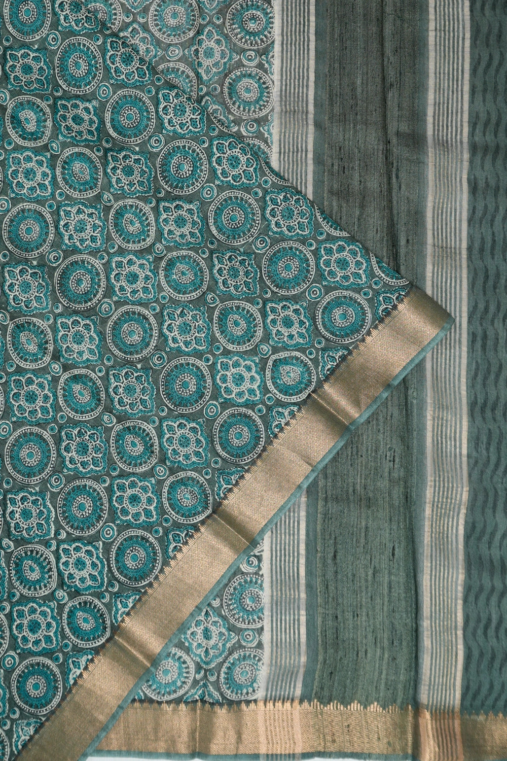 Tussar Brocade Grey Saree