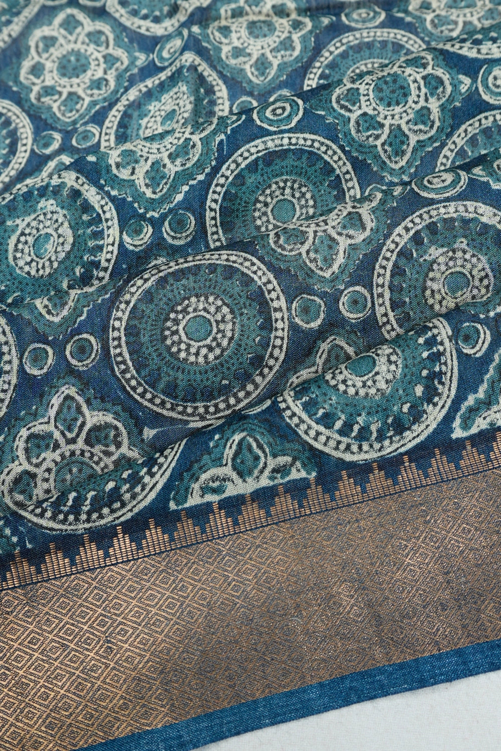 Tussar Brocade Blue Saree