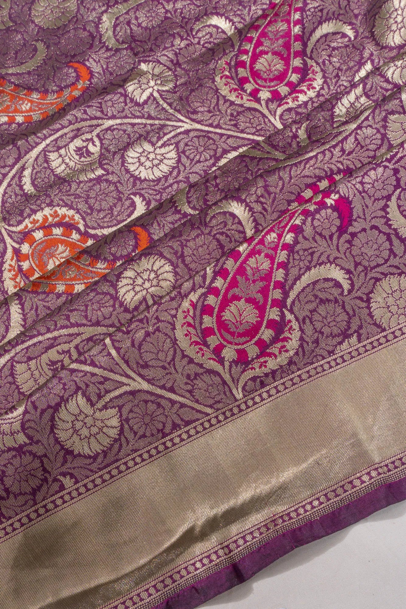 Banarasi Silk Brocade Purple Saree