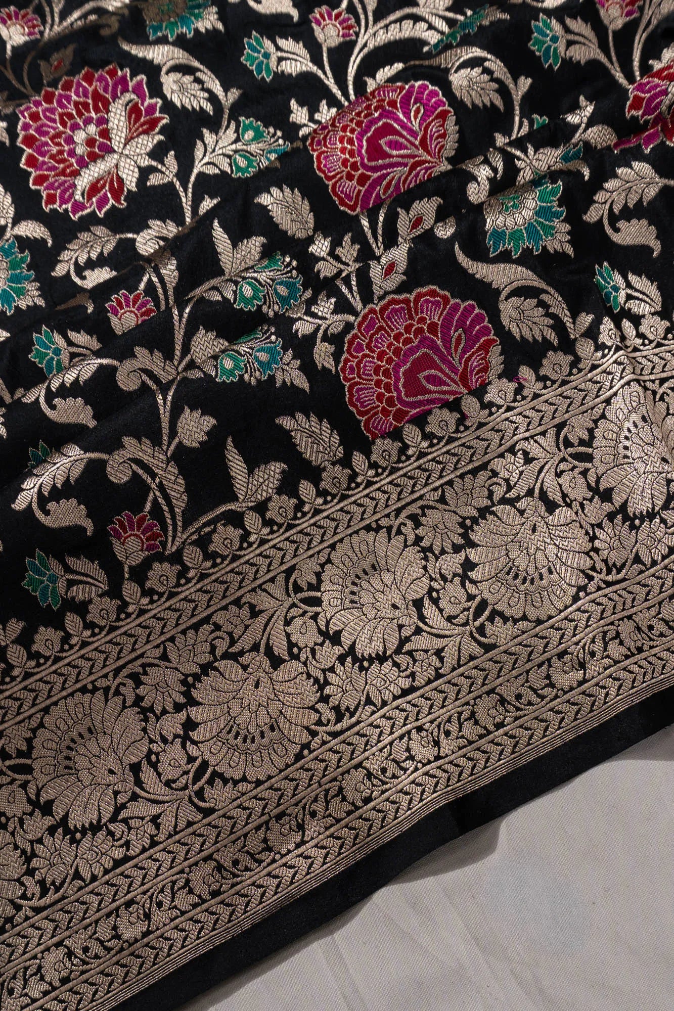 Banarasi Silk Jaal Black Saree