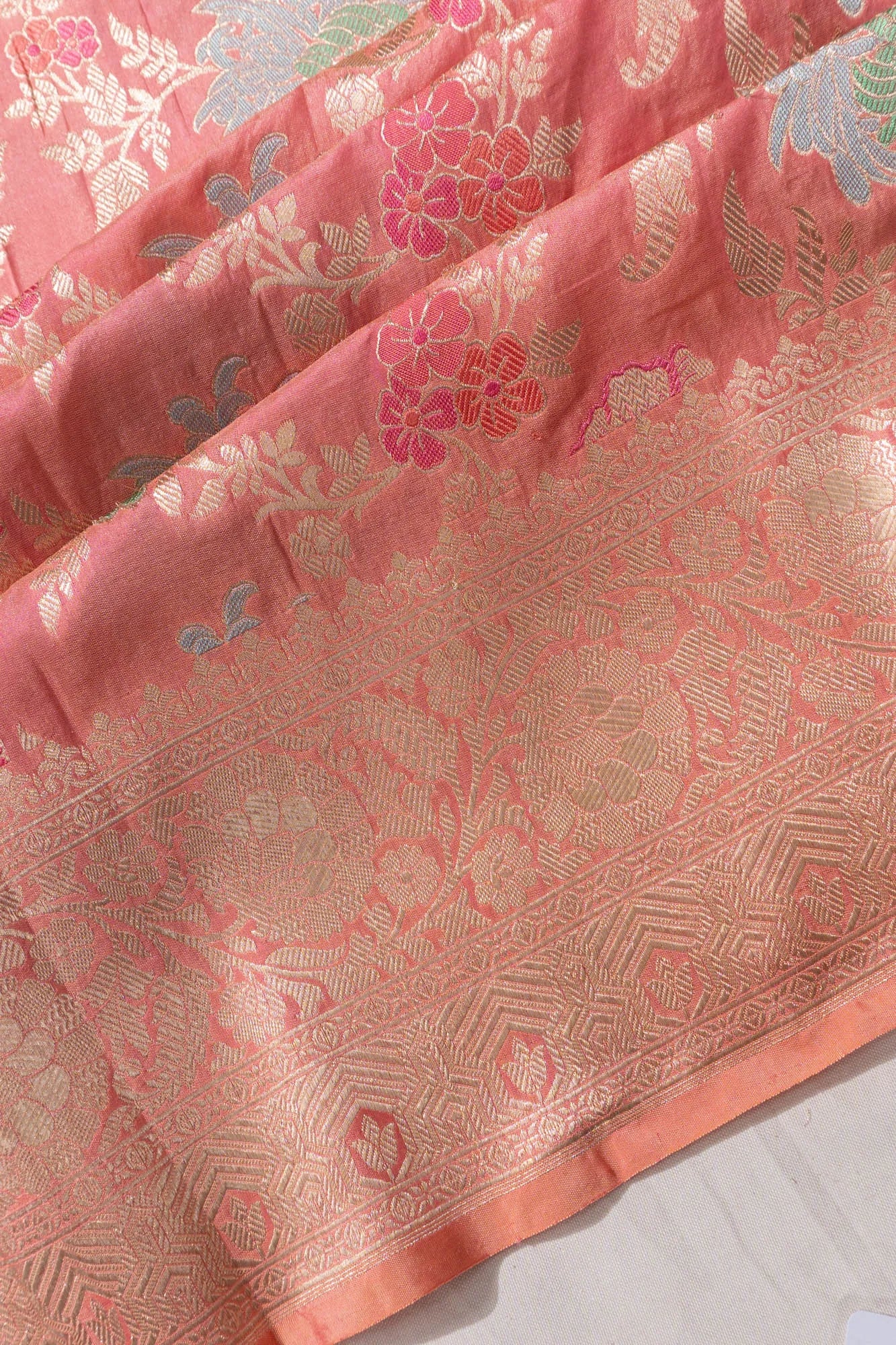 Banarasi Silk Brocade Peach Saree