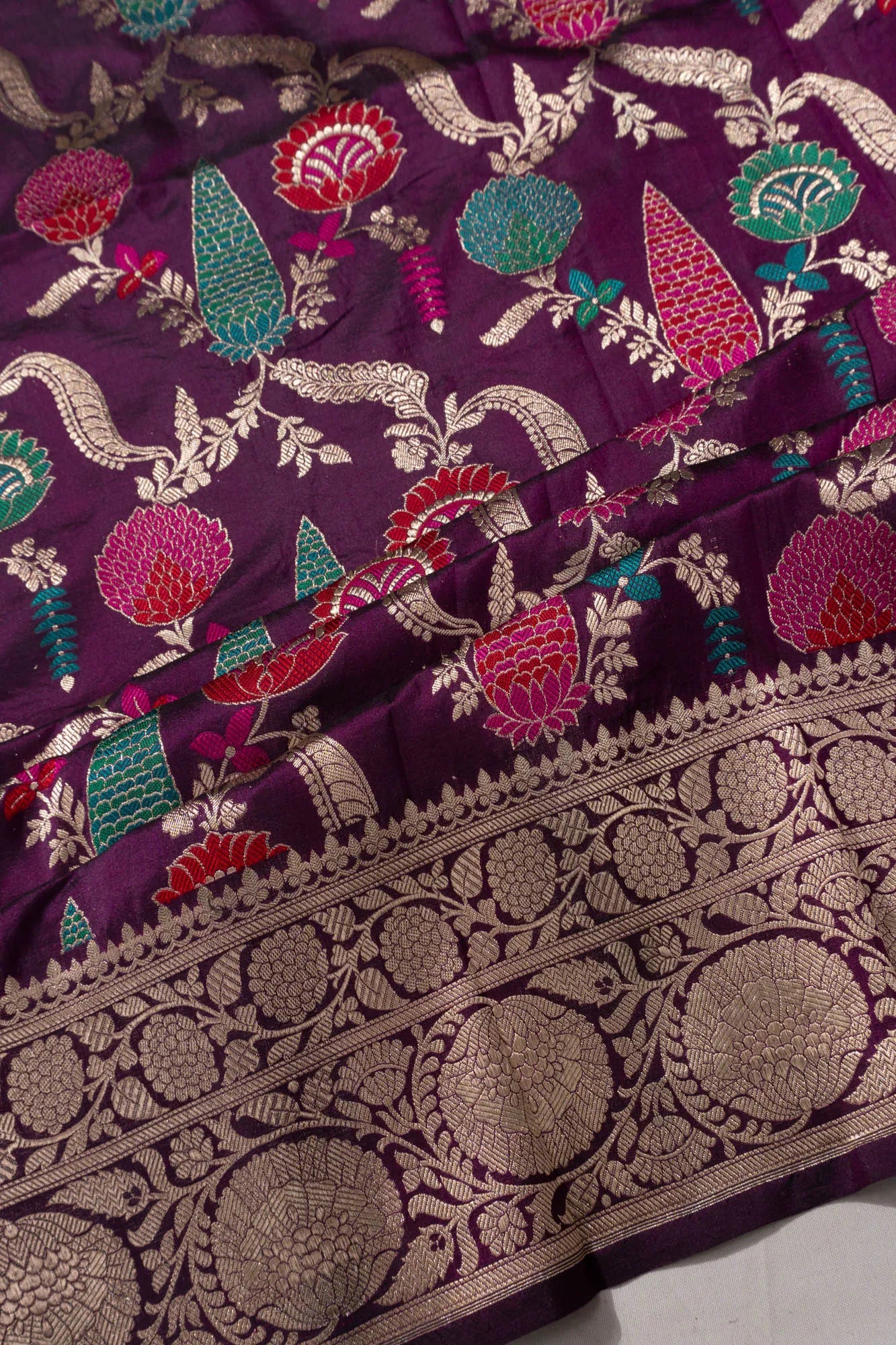 Banarasi Silk Jaal Burgundy Saree