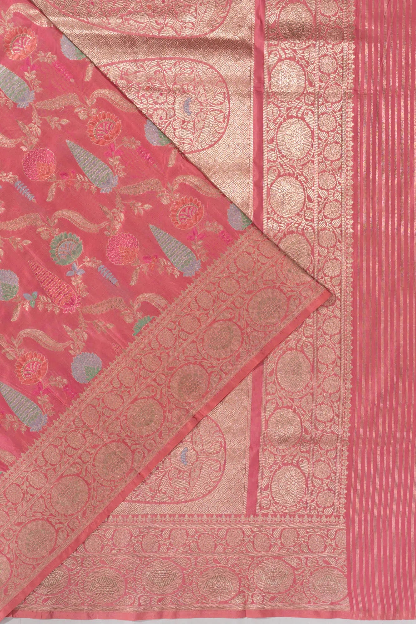 Banarasi Silk Jaal Peach Saree