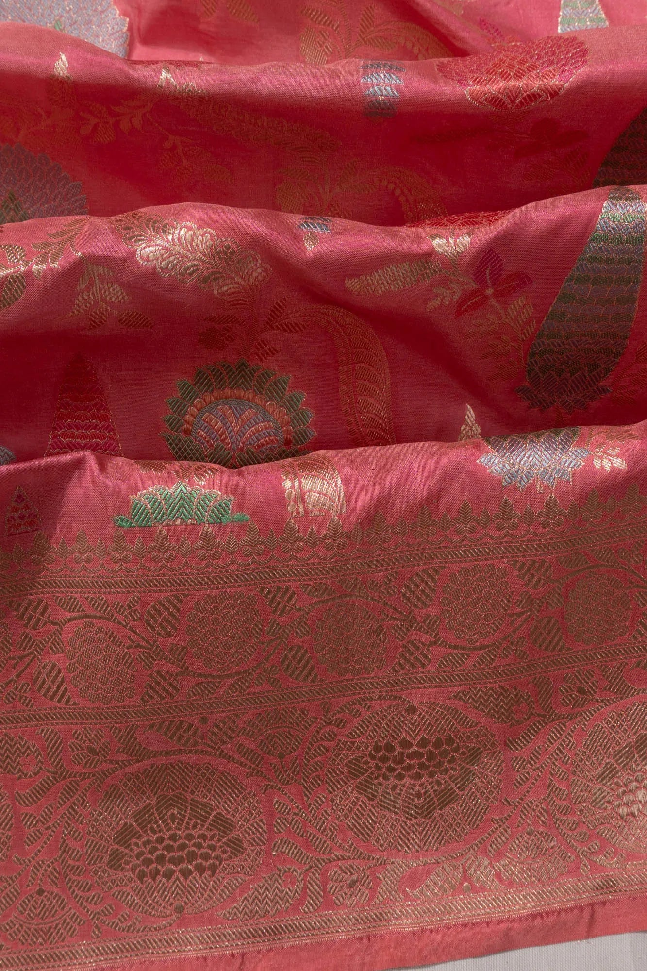 Banarasi Silk Jaal Peach Saree
