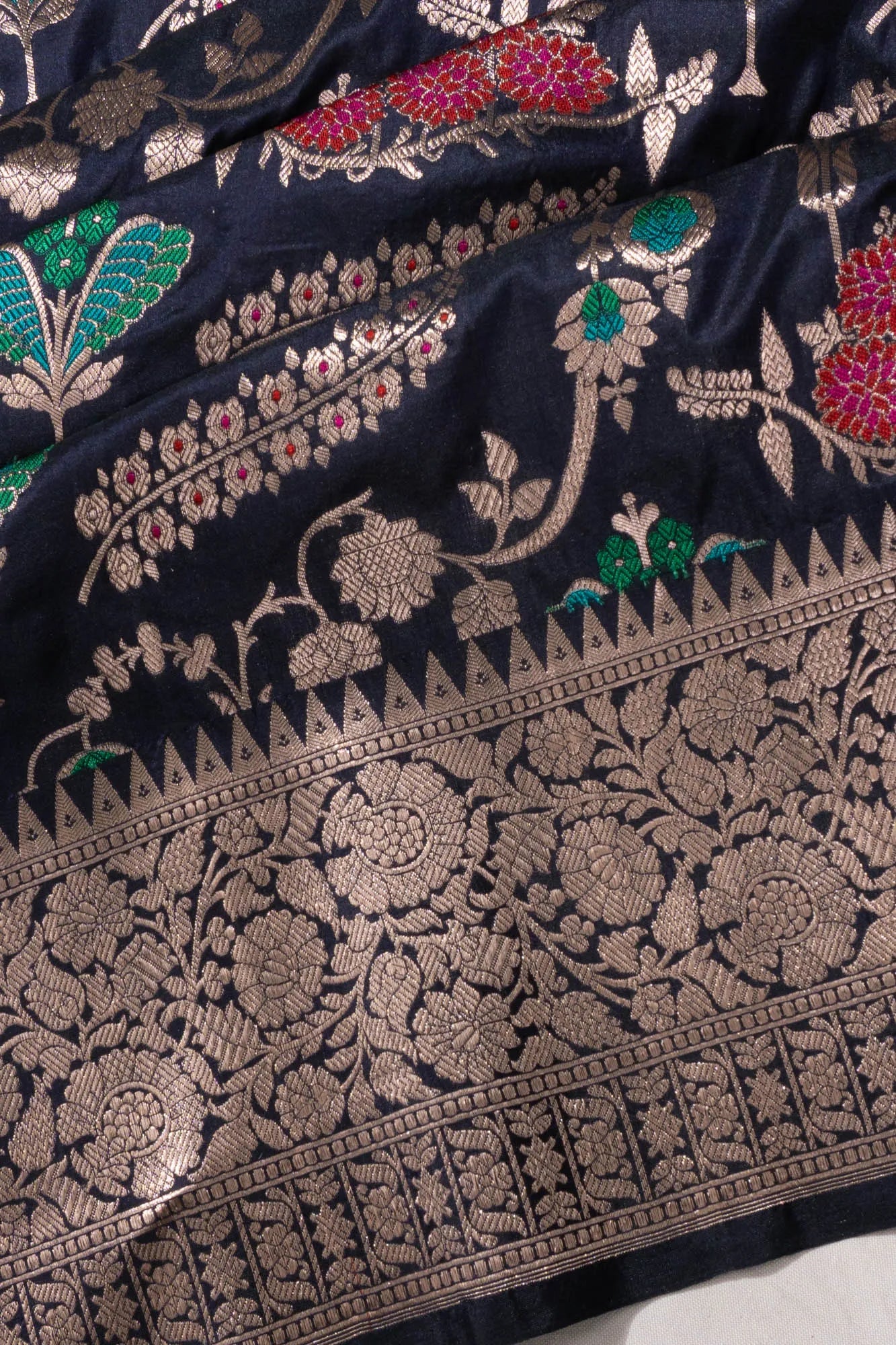 Banarasi Silk Jaal Dark Blue Saree