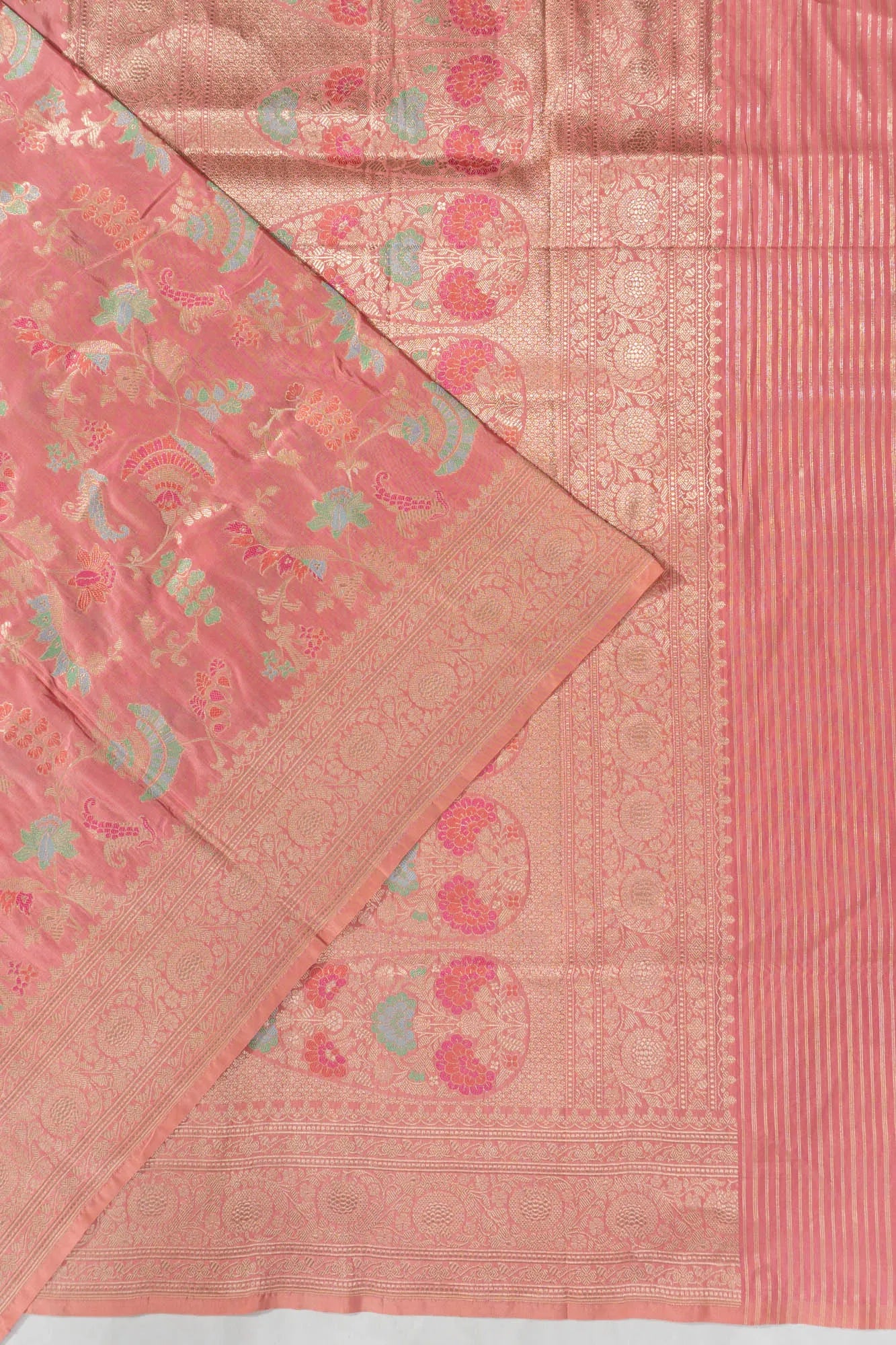 Banarasi Silk Jaal Peach Saree