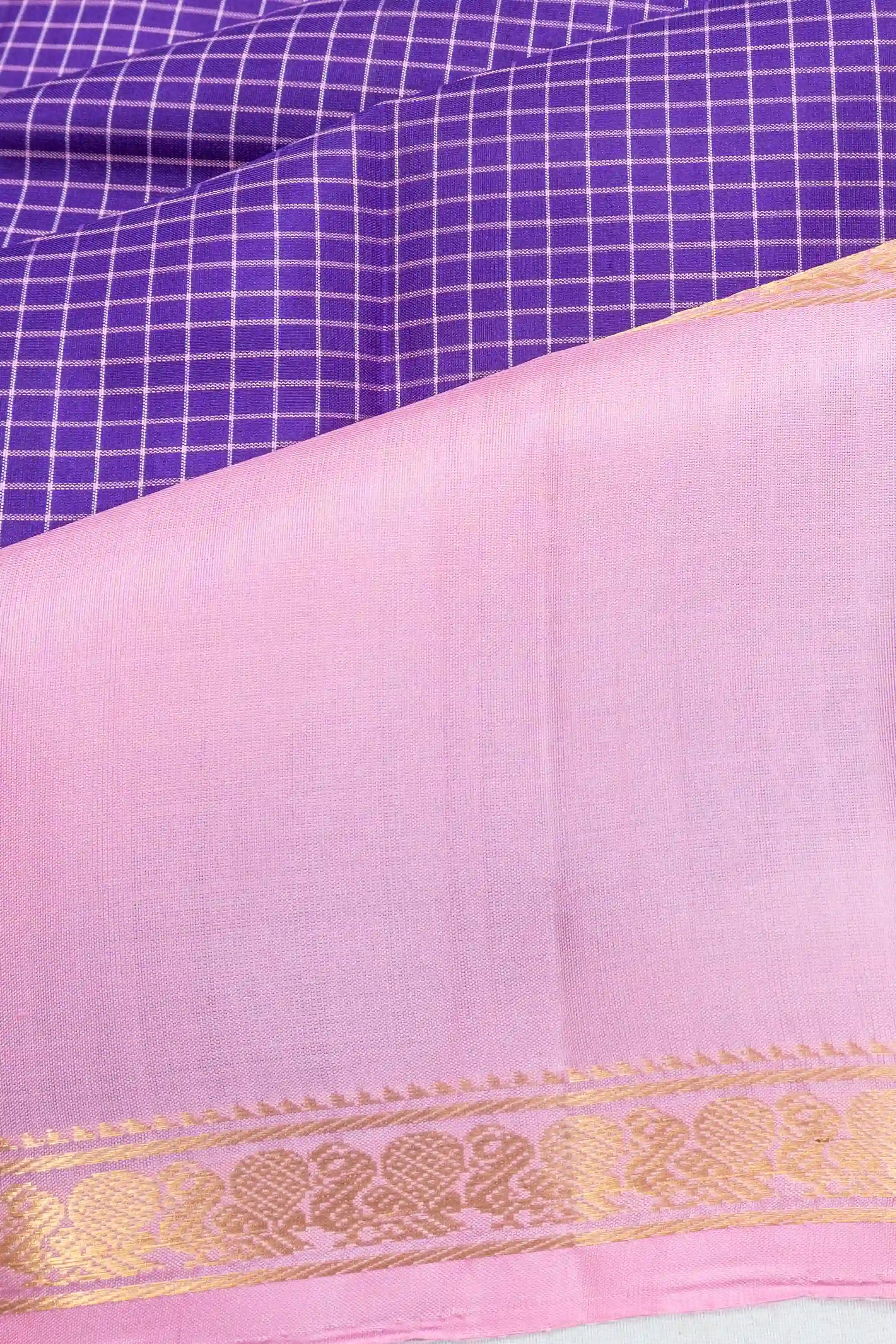 Taranga Kanchi Silk Checks Blue Saree