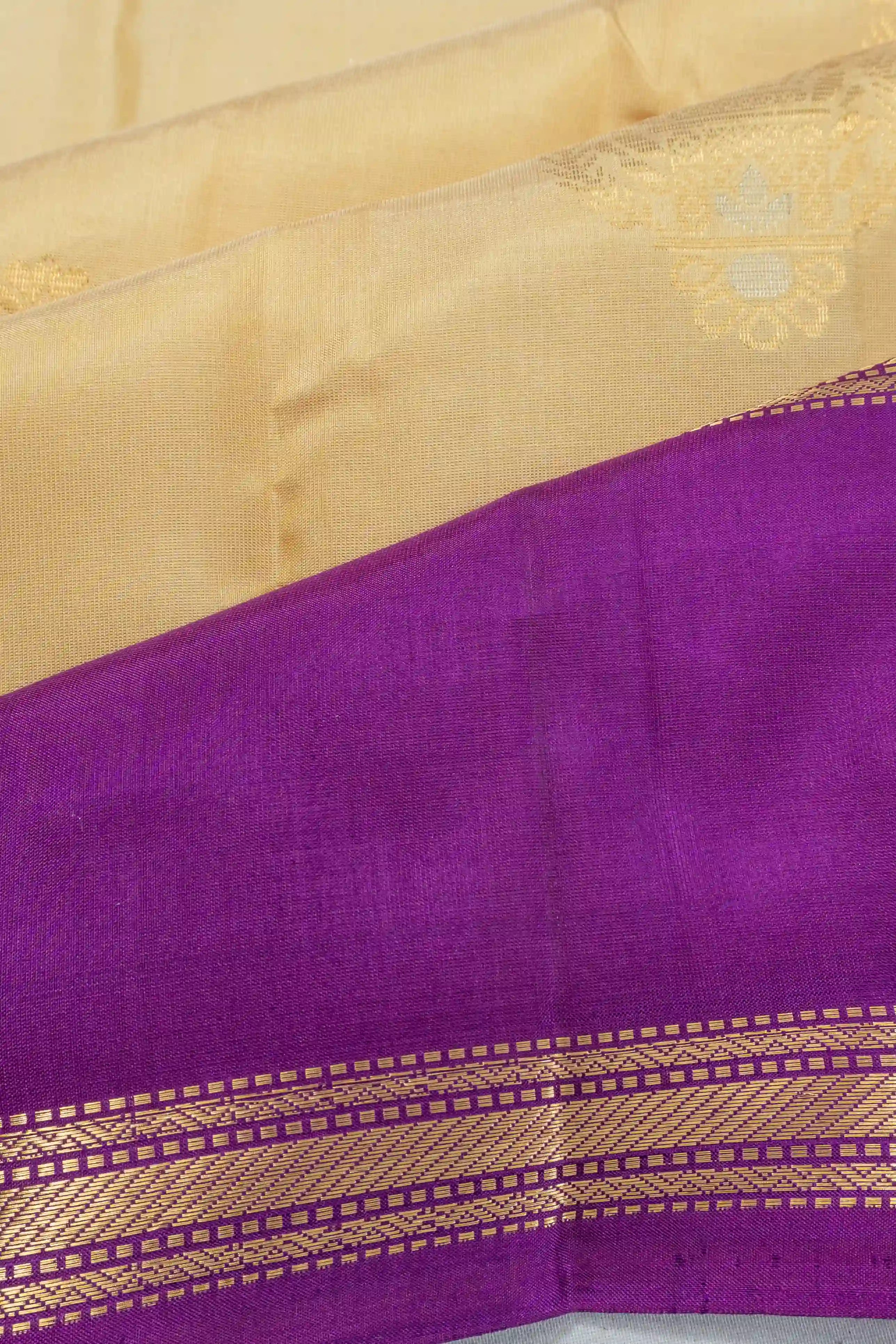 Taranga Kanchi Silk Butta Cream Saree