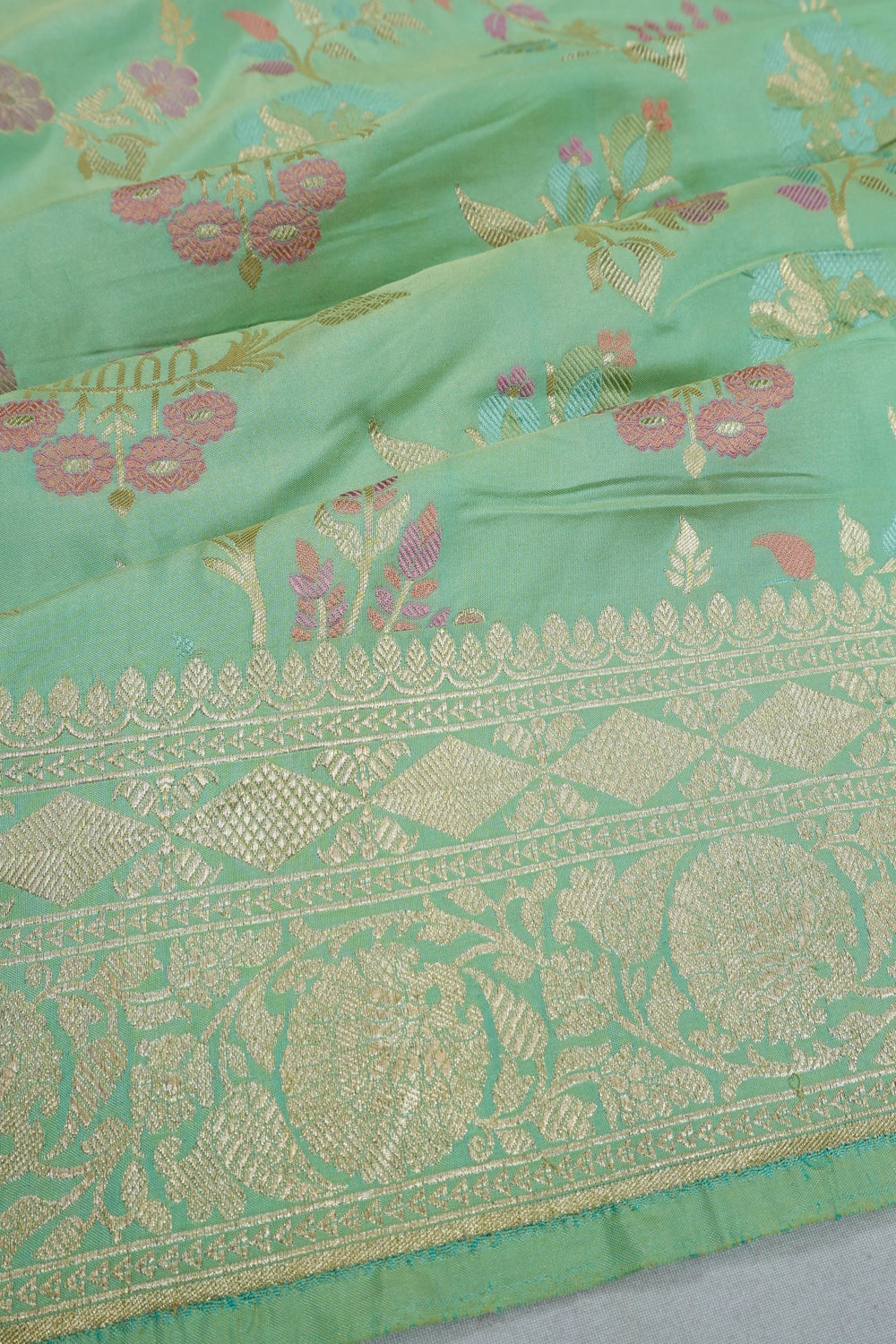 Vaanya Banaras Silk Jaal Sea Blue Saree