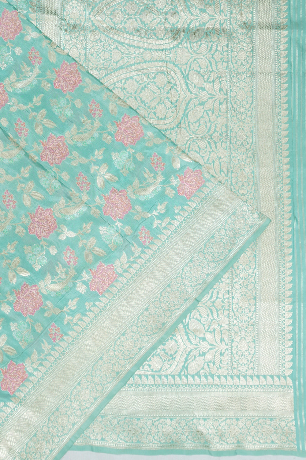 Vaanya Banaras Silk Jaal Sea Blue Saree