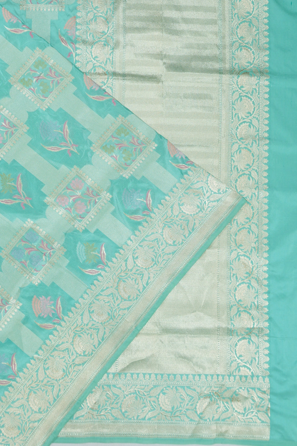 Vaanya Banaras Silk Brocade Sea Blue Saree