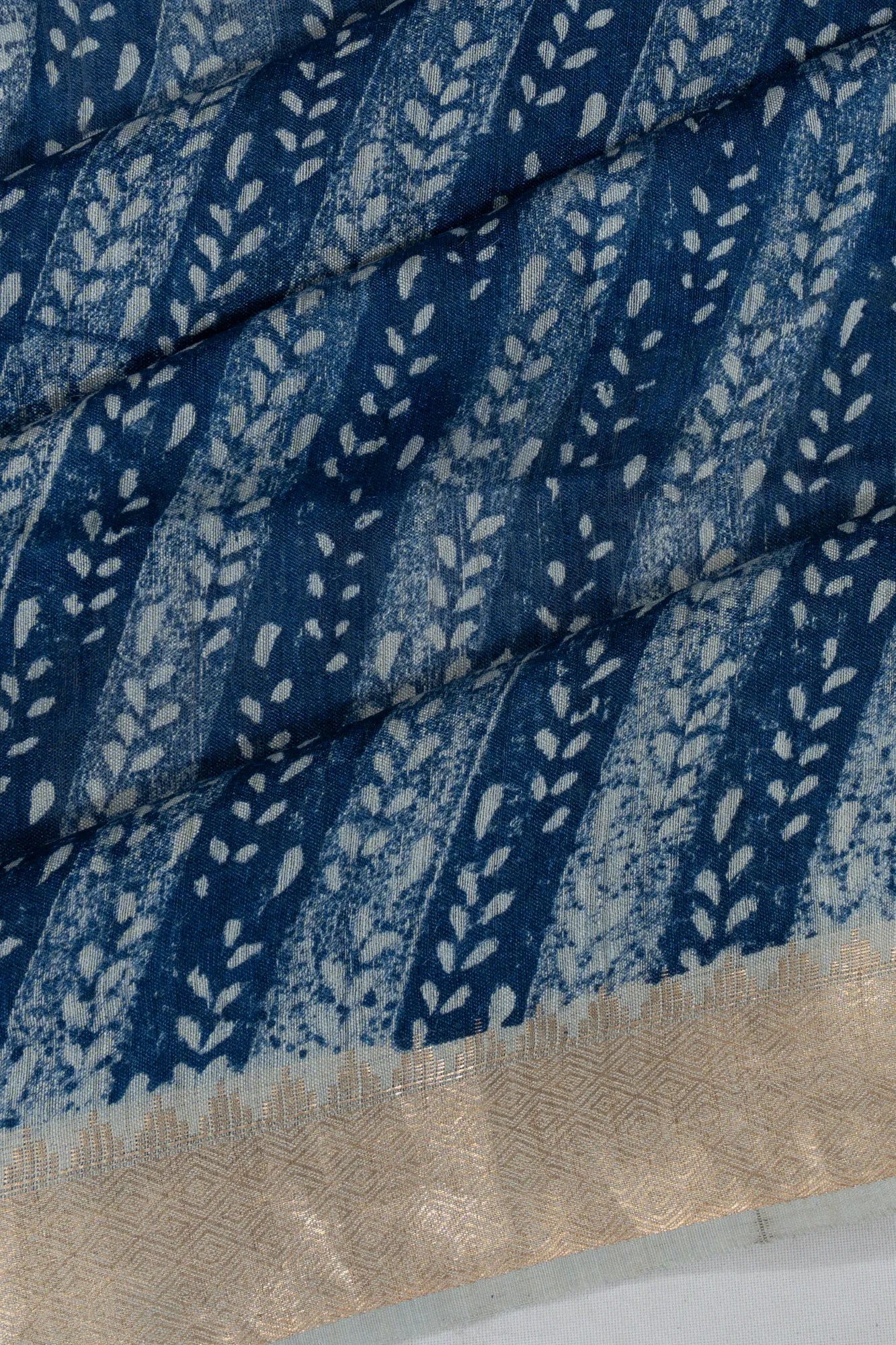 Tussar Floral Printed Blue Saree